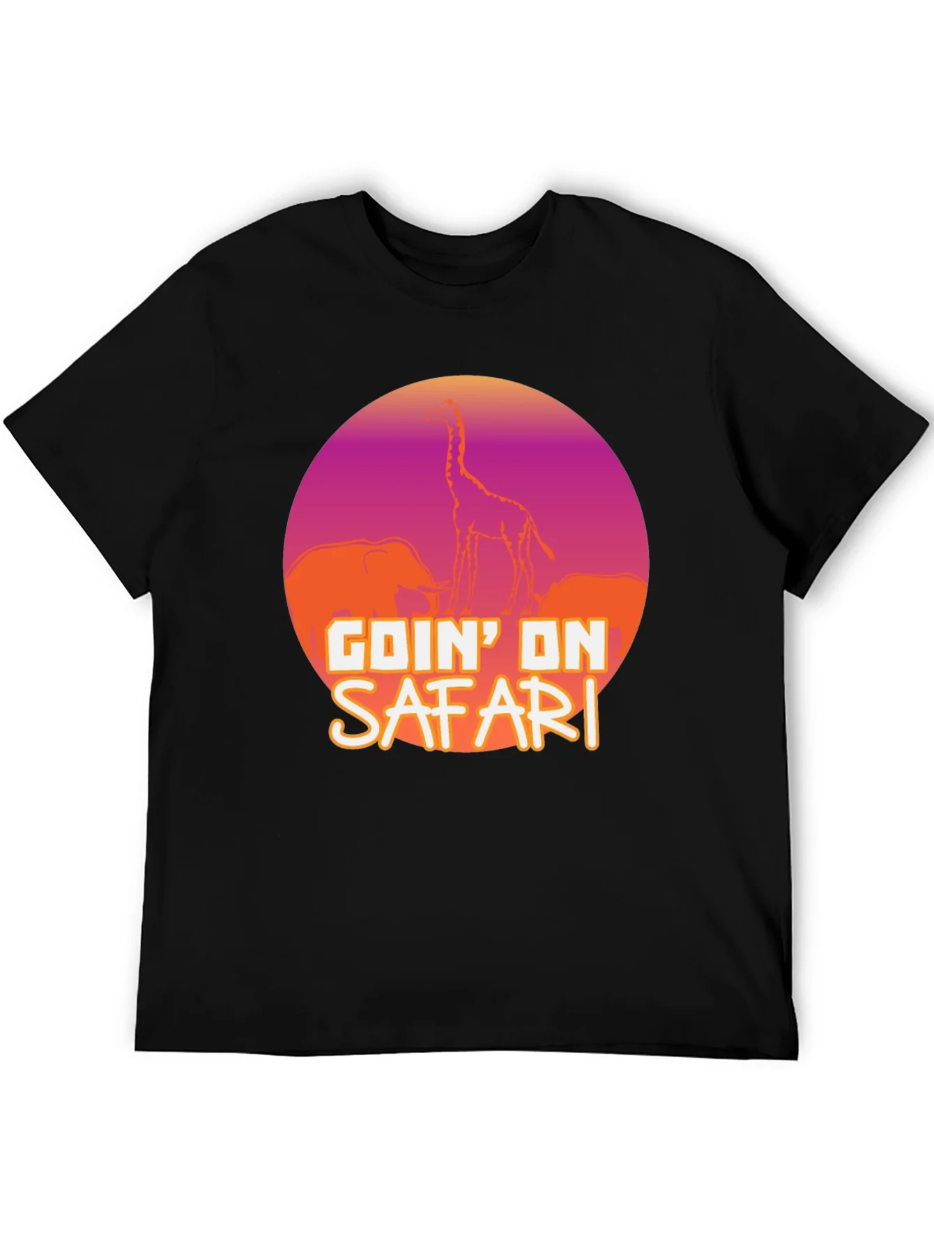 Camiseta Negra Safari Girafa Elefante