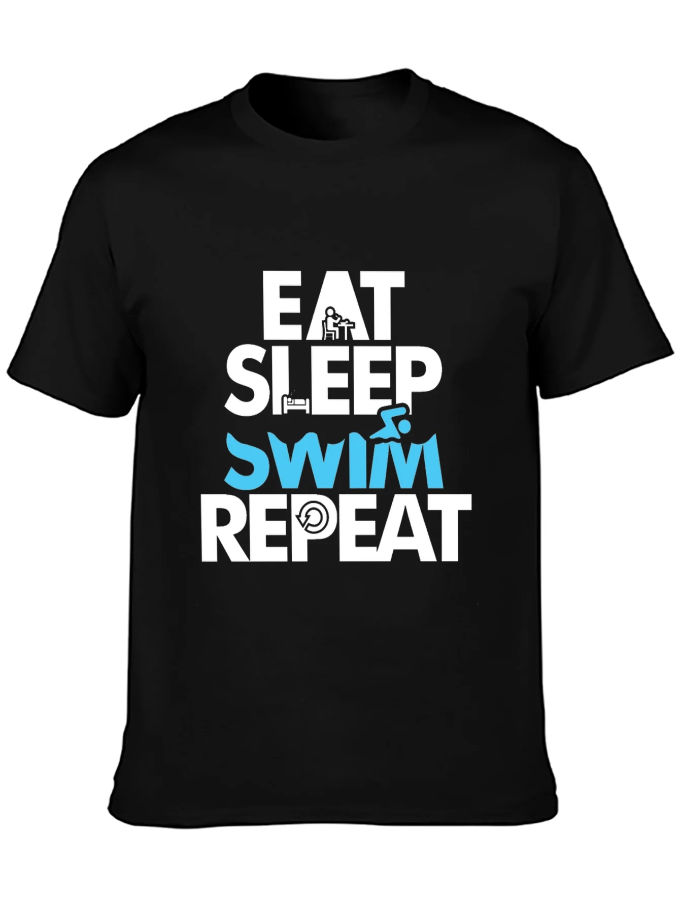 Camiseta Hombre Negra - Eat Sleep Swim Repeat