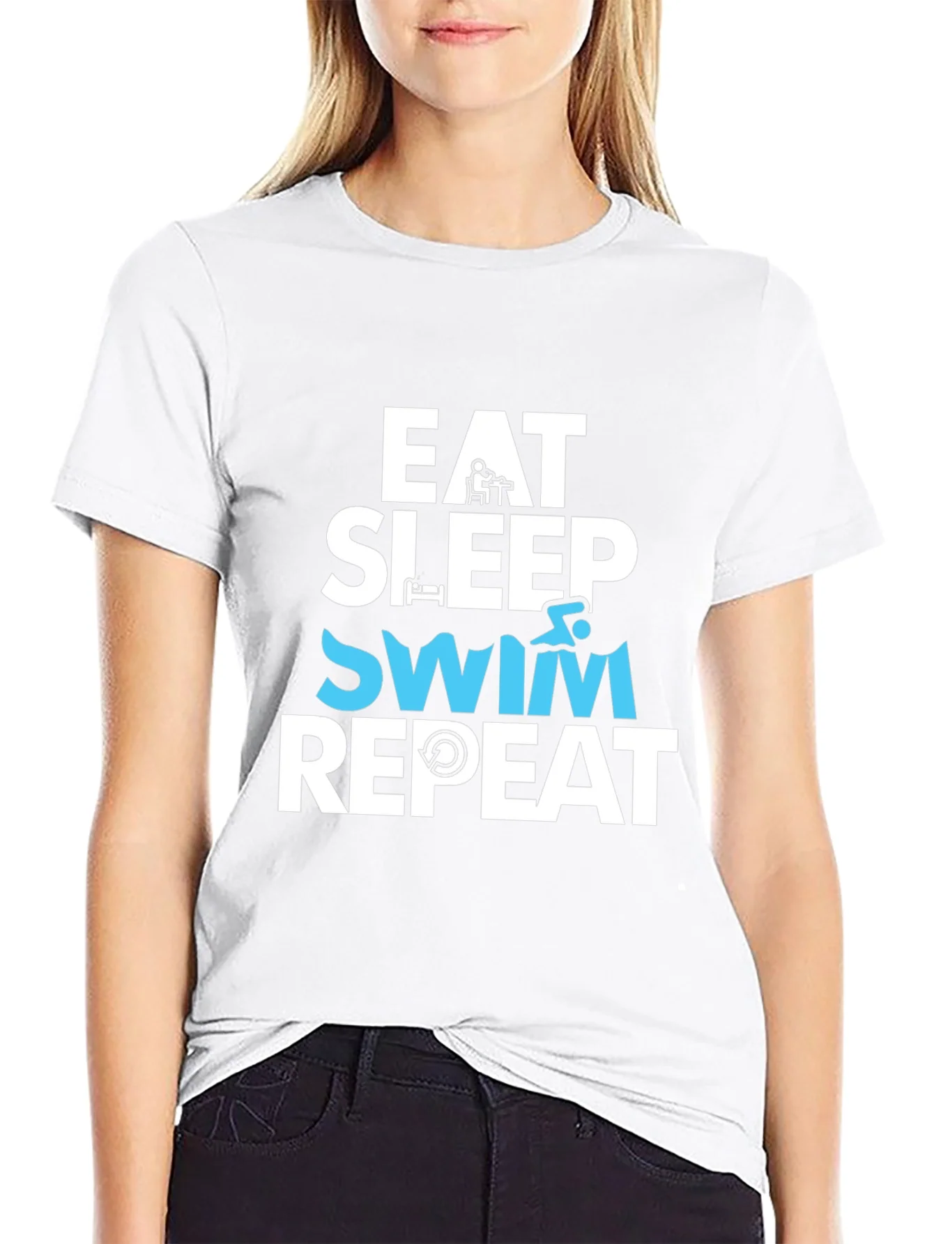 Camiseta Hombre Negra - Eat Sleep Swim Repeat