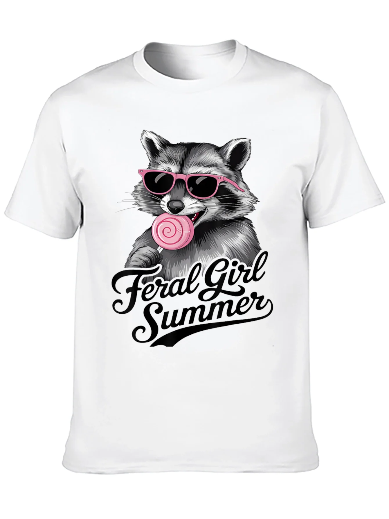 Camiseta Negra Raccoon Feral Girl Summer