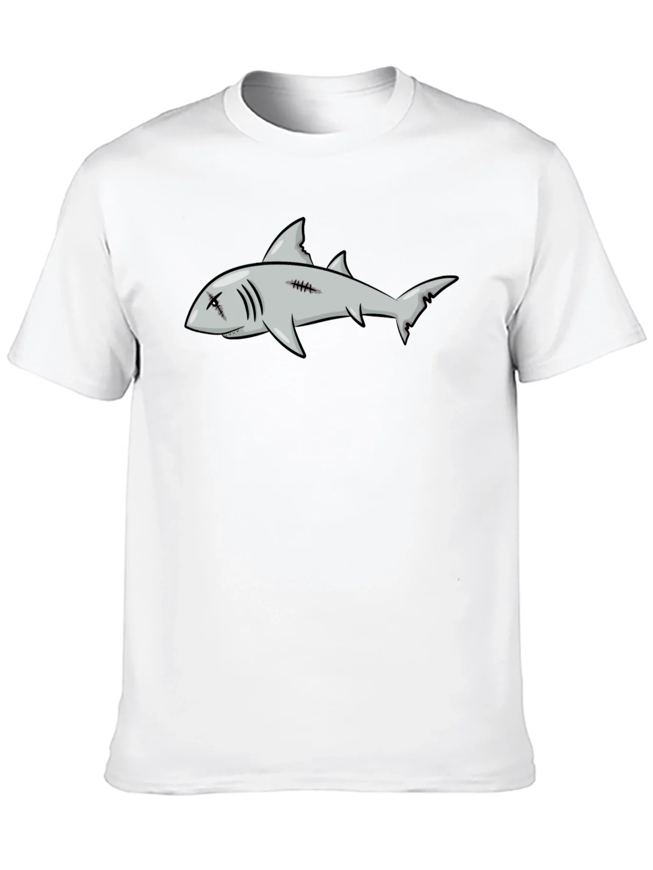 Camiseta Negra con Dise?o de Tibur¨®n de Dibujos Animados
