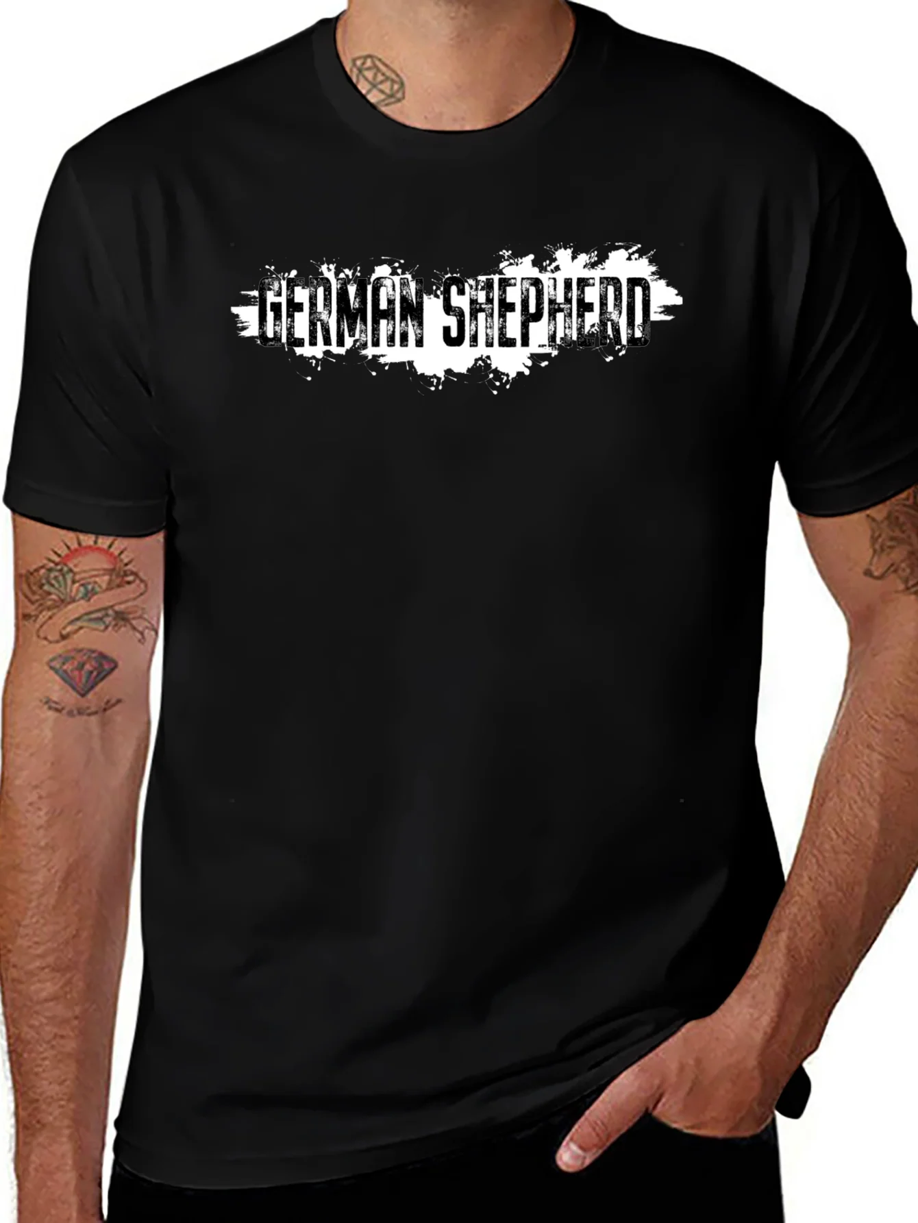 Camiseta Negra Pastor Alem¨¢n para Hombre