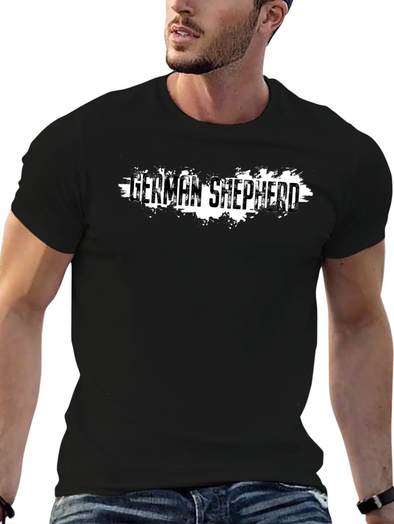 Camiseta Negra Pastor Alem¨¢n para Hombre