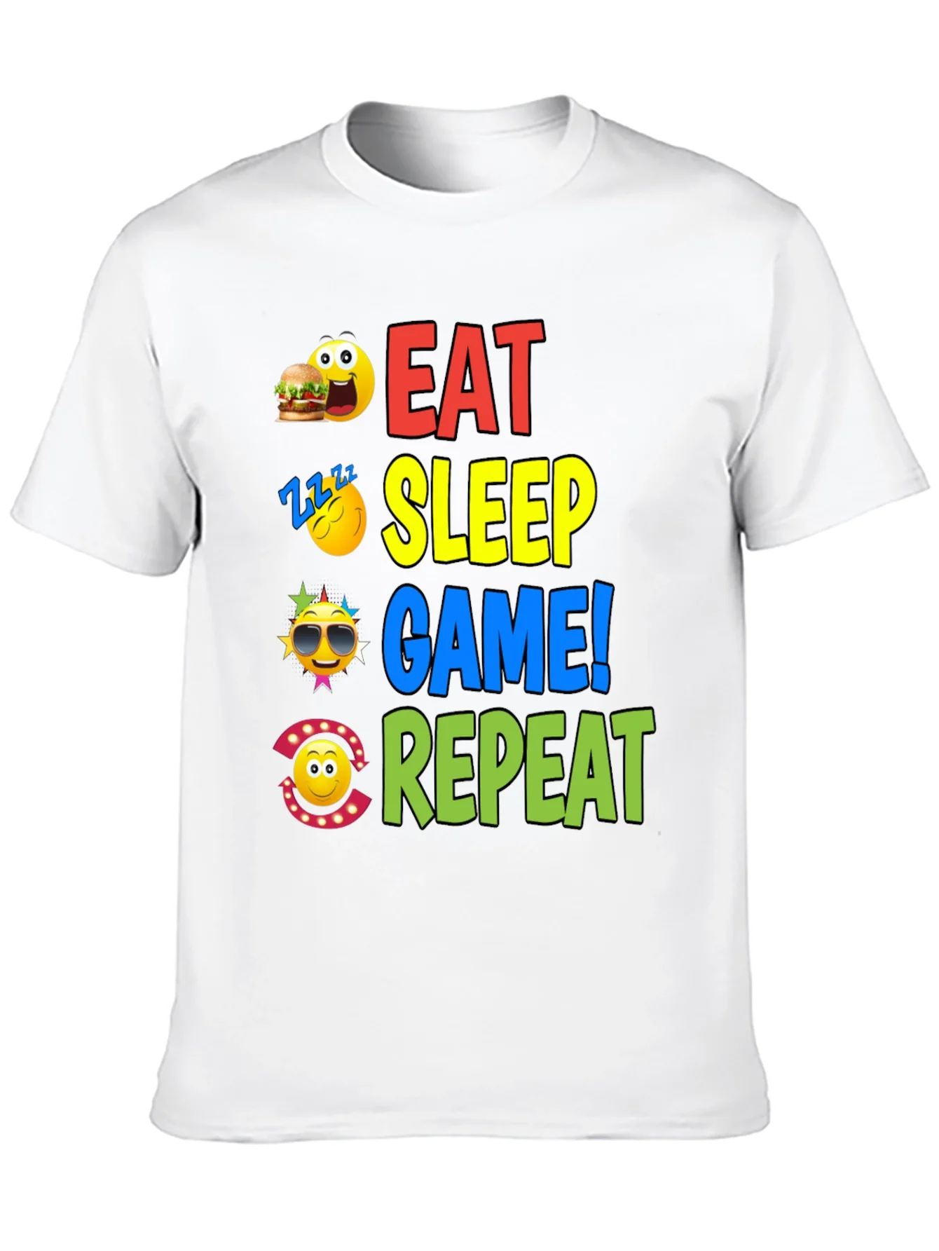 Camiseta Negra con Dise?o Eat Sleep Game Repeat