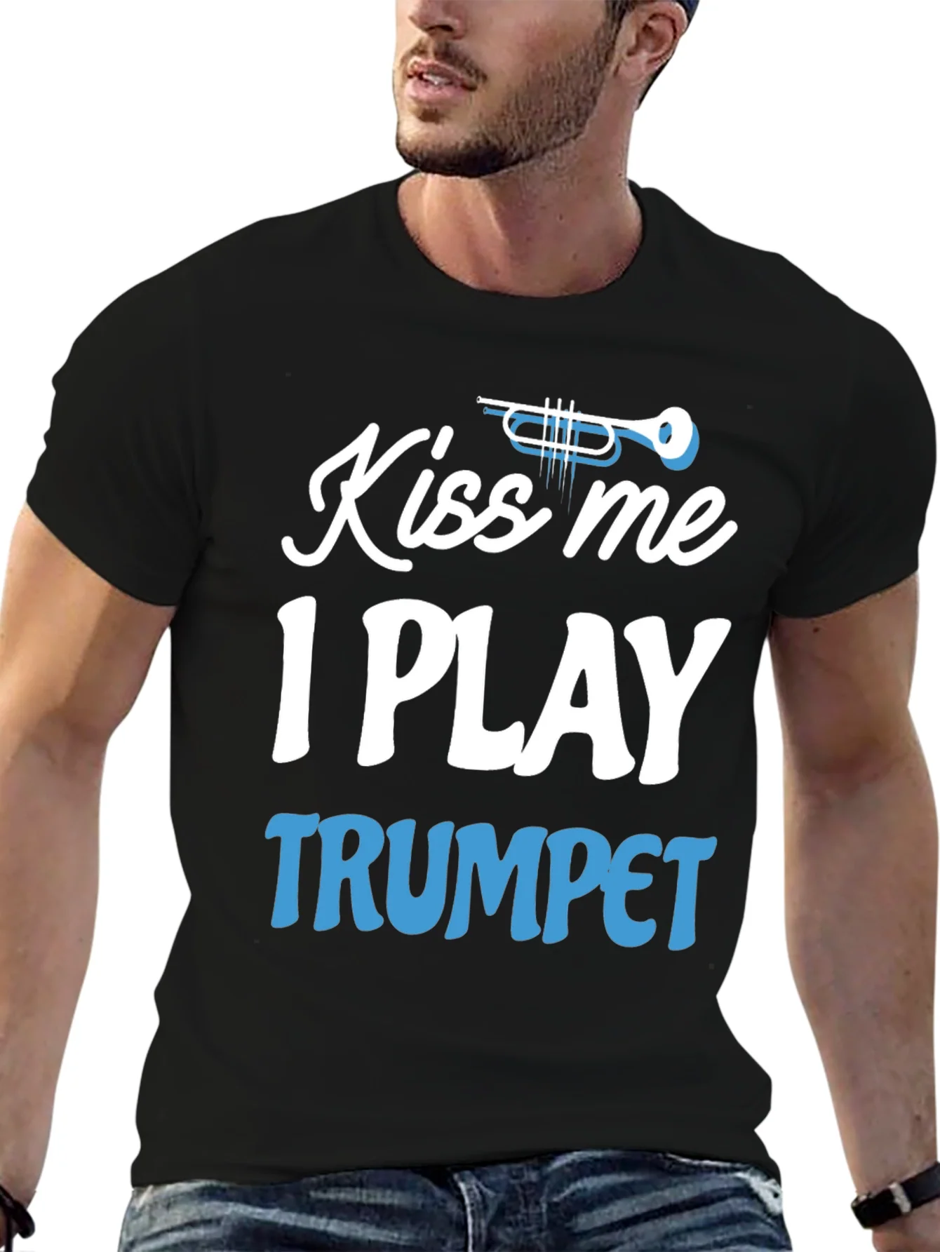 Camiseta Negra Kiss Me I Play Trumpet