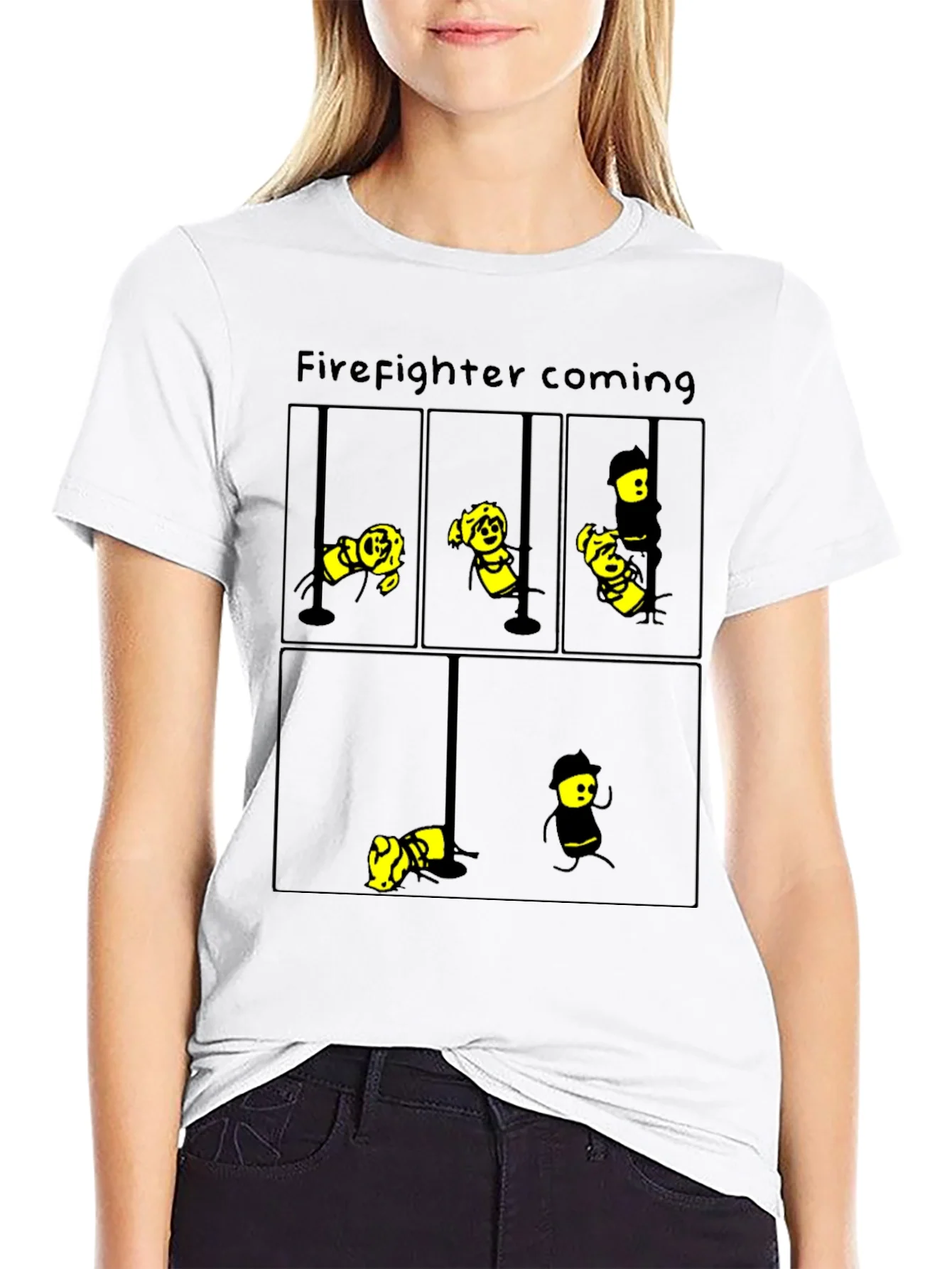 Camiseta Negra Bomberos Divertidos