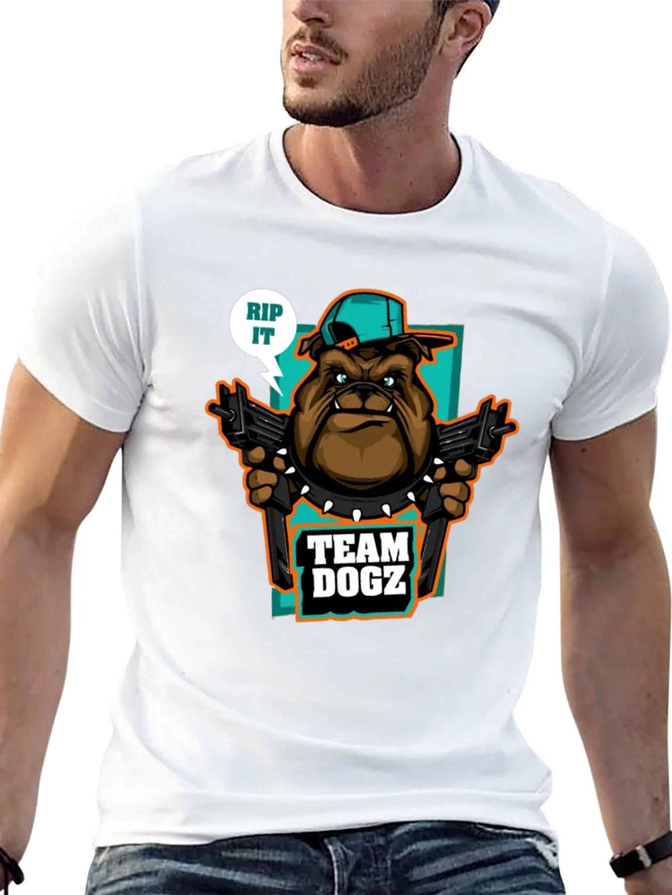 Camiseta Team Dogz RIP IT Negra con Estampado Bulldog