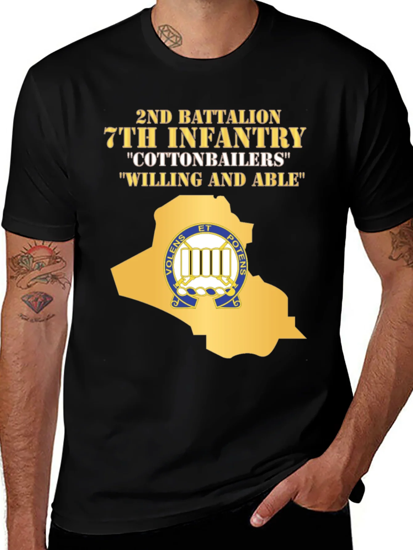 Camiseta Negra: 2do Batall¨®n 7ma Infanter¨ªa Cottonbailers