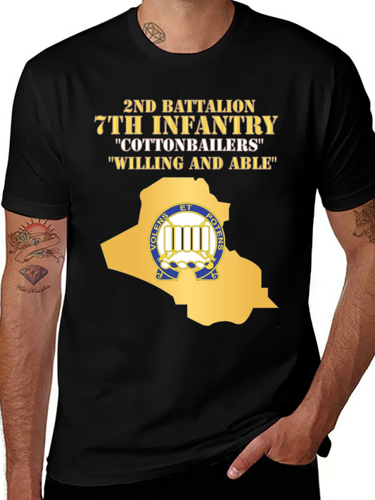 Camiseta Negra: 2do Batall¨®n 7ma Infanter¨ªa Cottonbailers