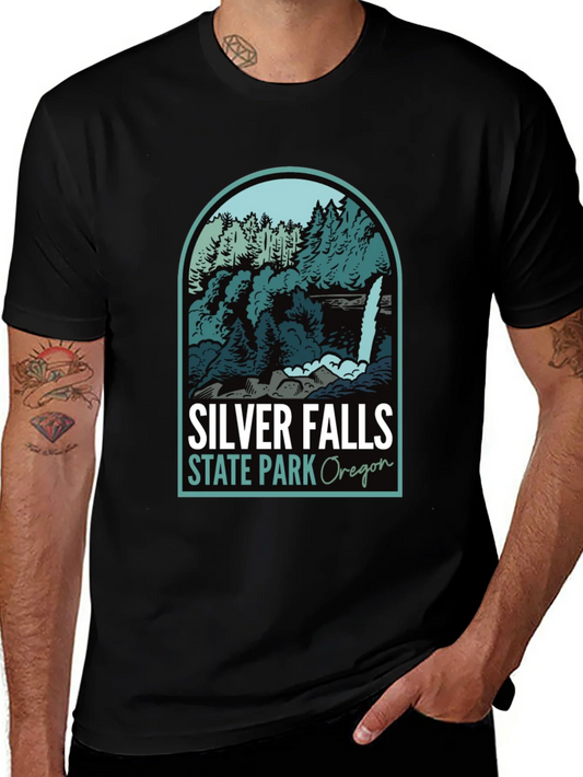 Camiseta Negra Silver Falls State Park Oregon