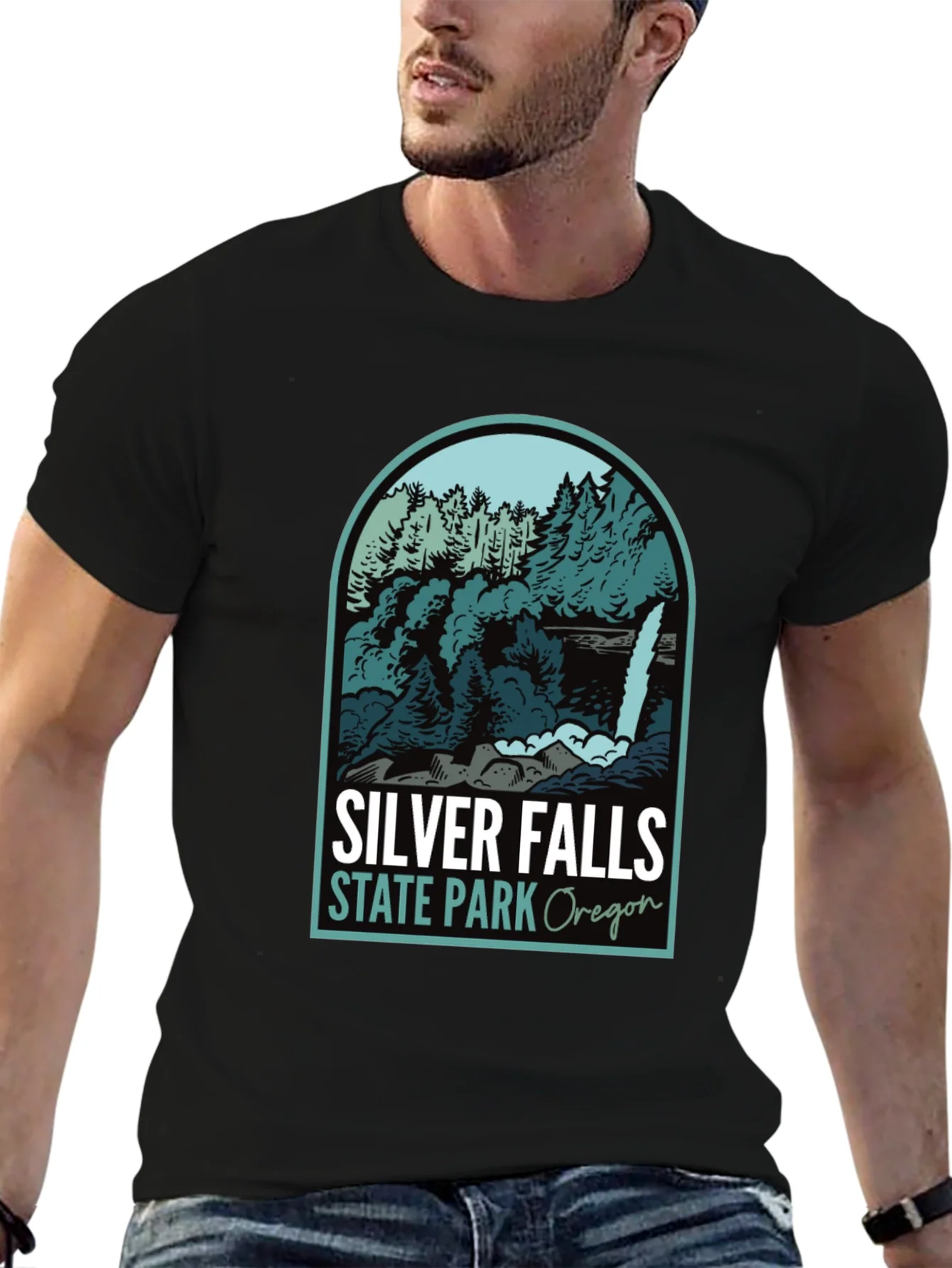 Camiseta Negra Silver Falls State Park Oregon