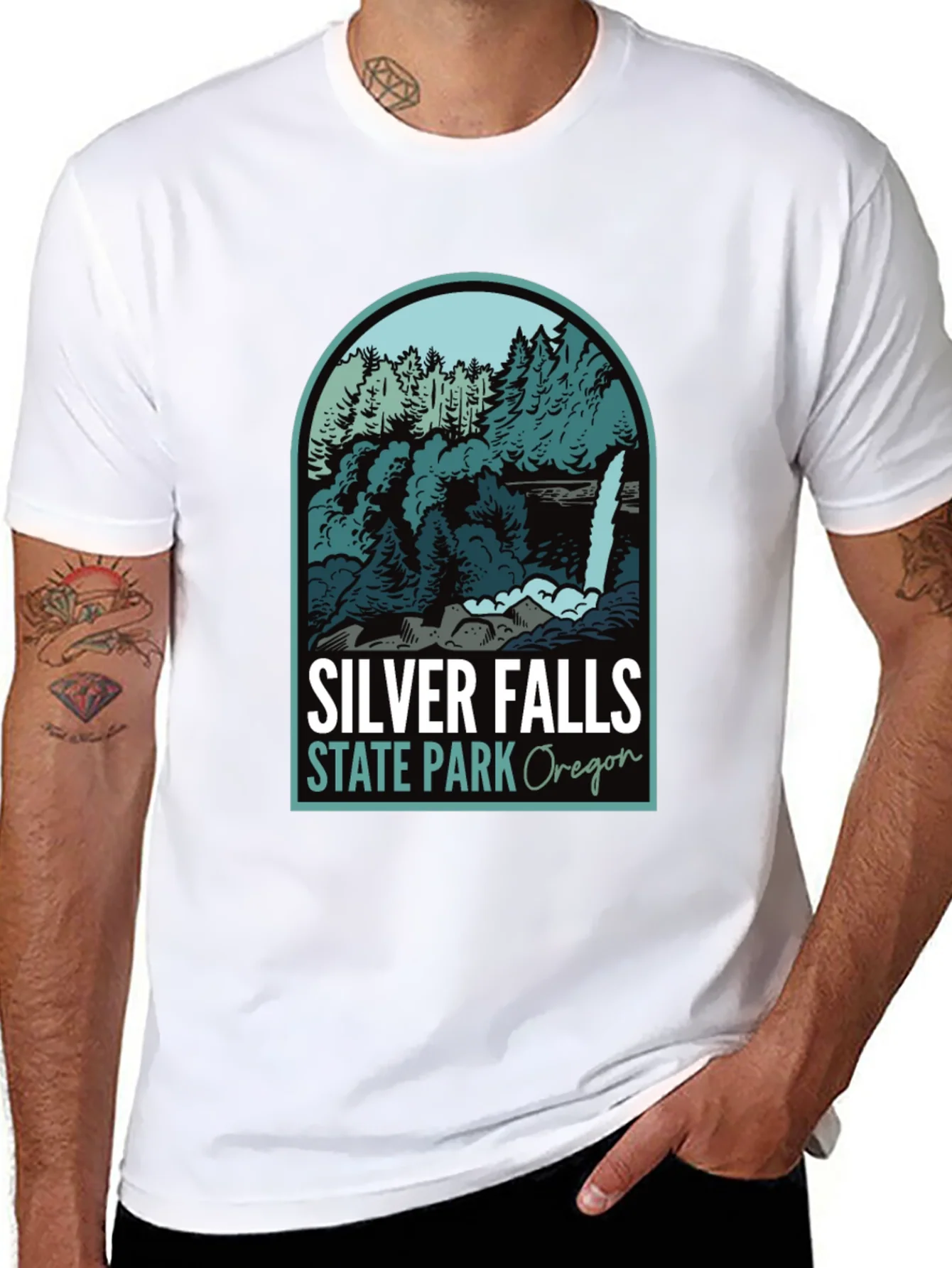 Camiseta Negra Silver Falls State Park Oregon