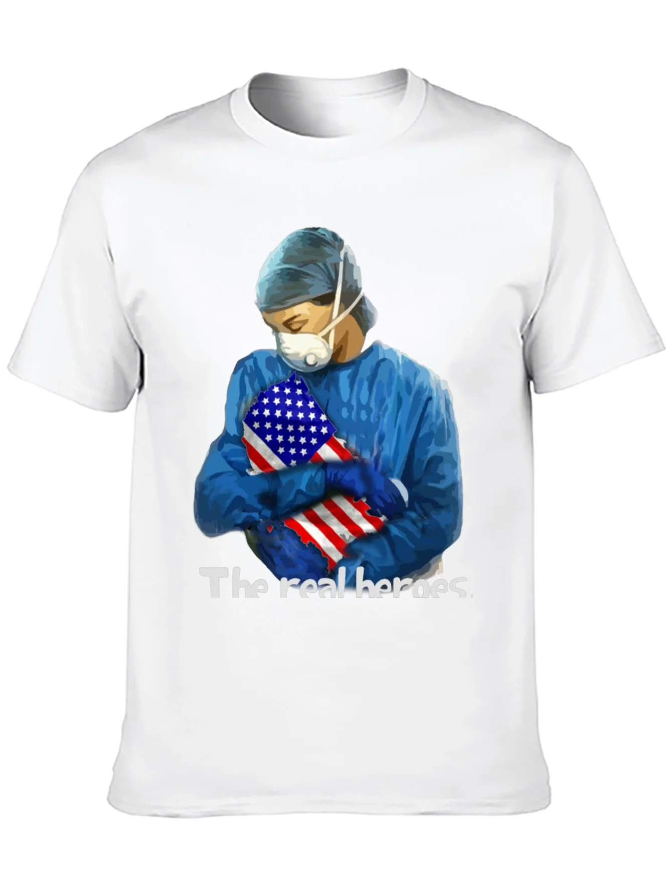Camiseta H¨¦roes de la Salud con Bandera USA
