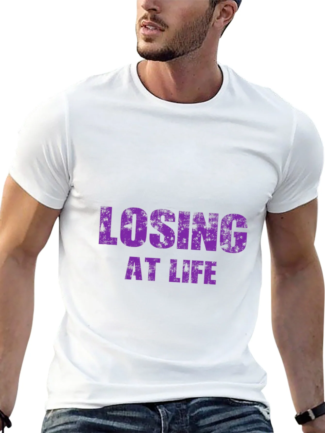 Camiseta Negra Losing At Life para Hombre