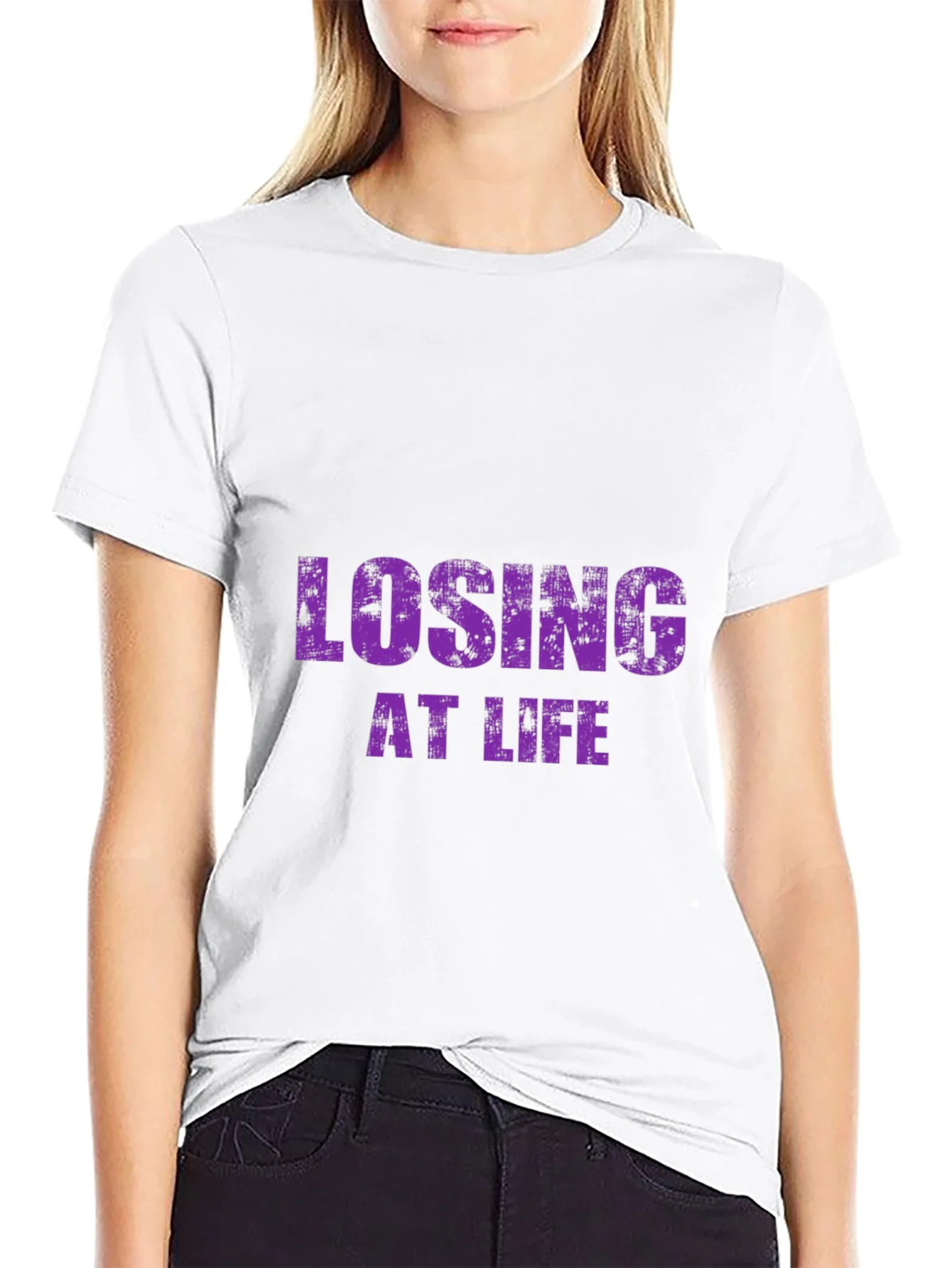 Camiseta Negra Losing At Life para Hombre
