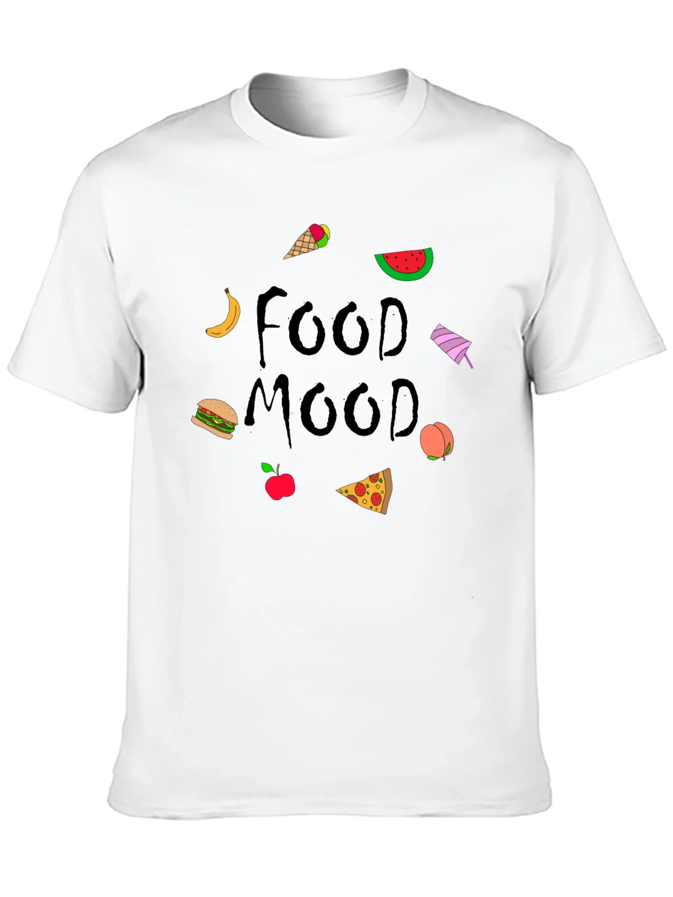 Camiseta Negra Food Mood con Dibujos de Comida