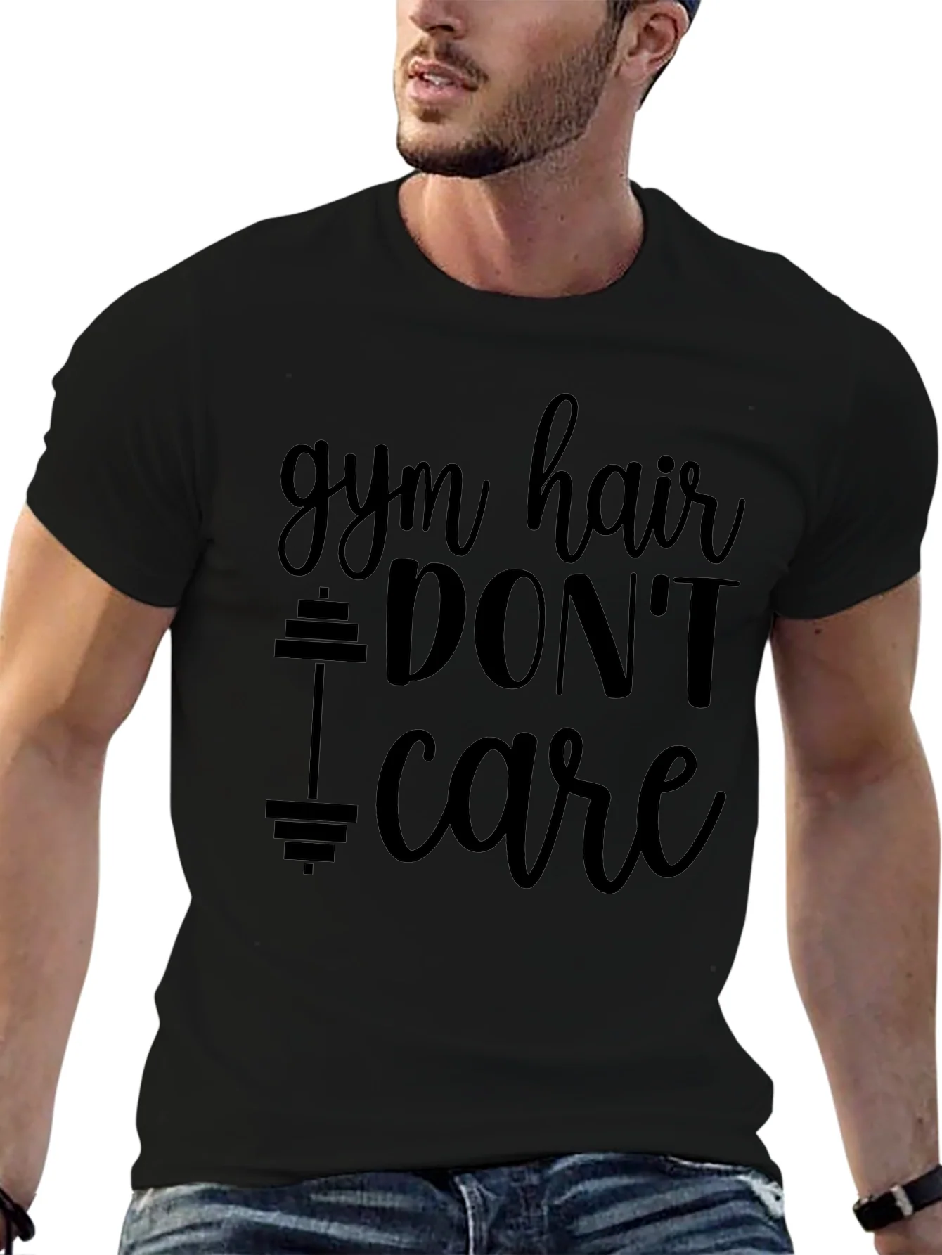 Camiseta Negra Gym Hair Dont Care