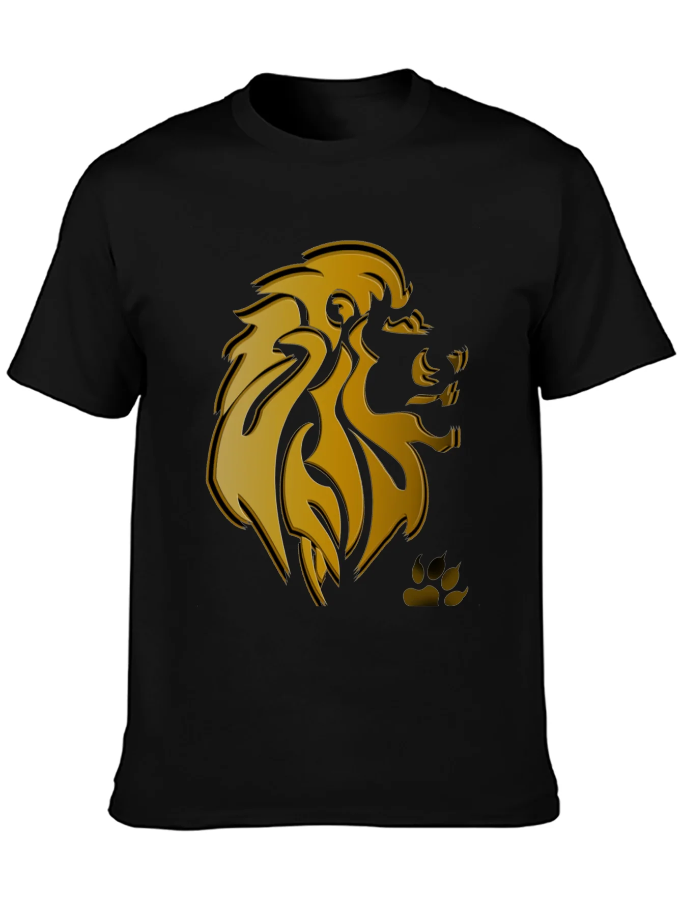 Camiseta Negra Hombre Dise?o Le¨®n Dorado