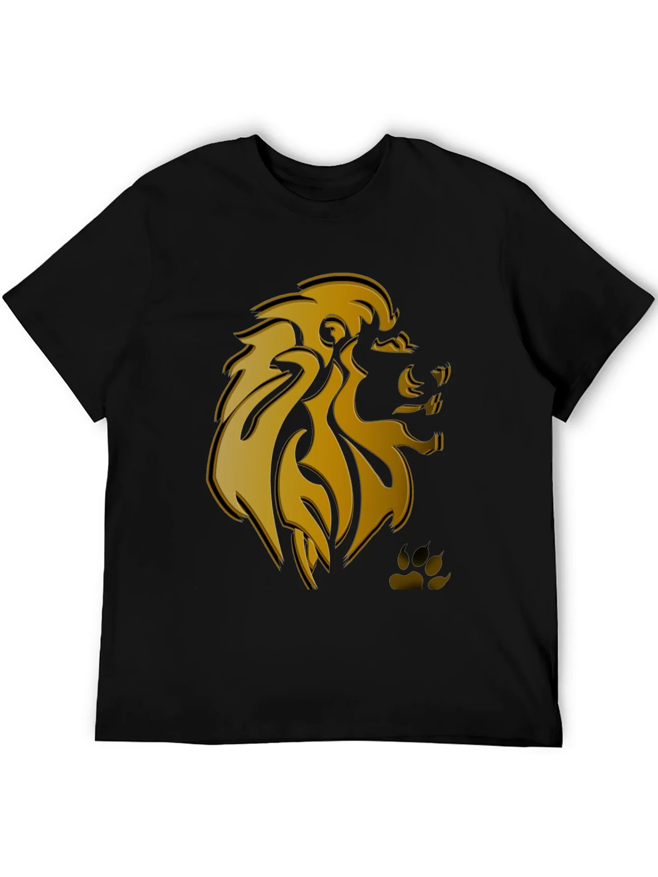 Camiseta Negra Hombre Dise?o Le¨®n Dorado