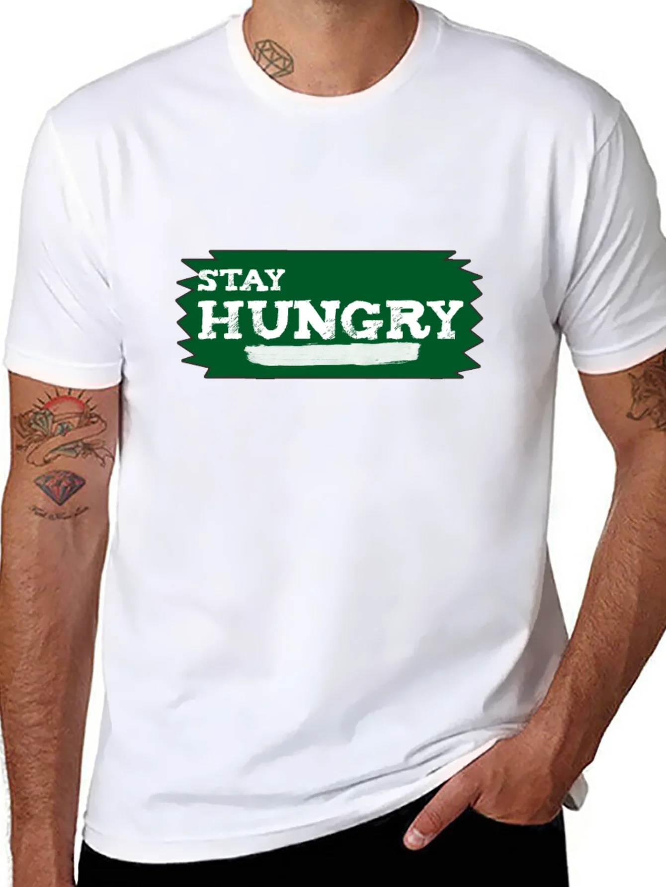 Camiseta Negra Stay Hungry para Hombre