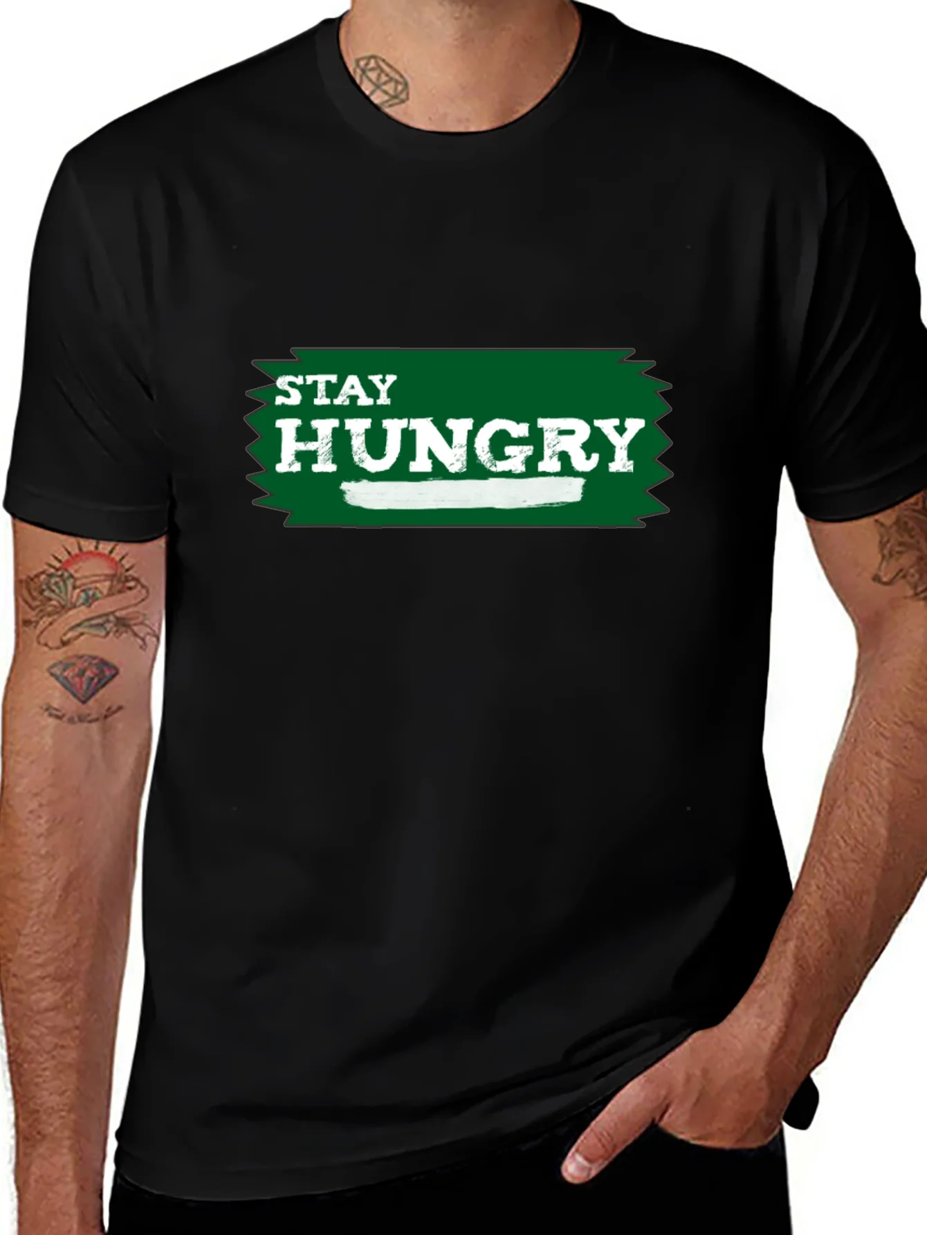 Camiseta Negra Stay Hungry para Hombre