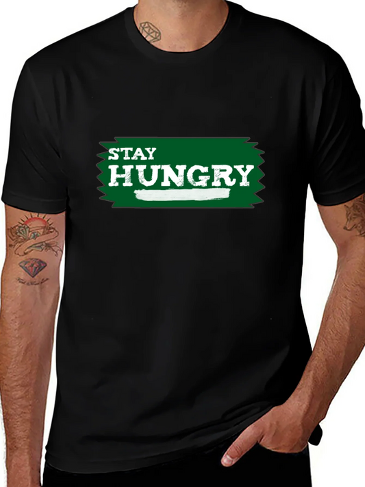 Camiseta Negra Stay Hungry para Hombre