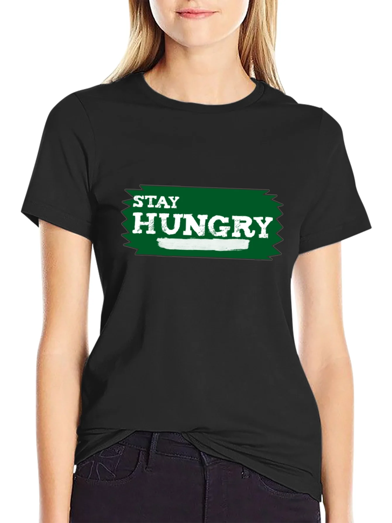 Camiseta Negra Stay Hungry para Hombre
