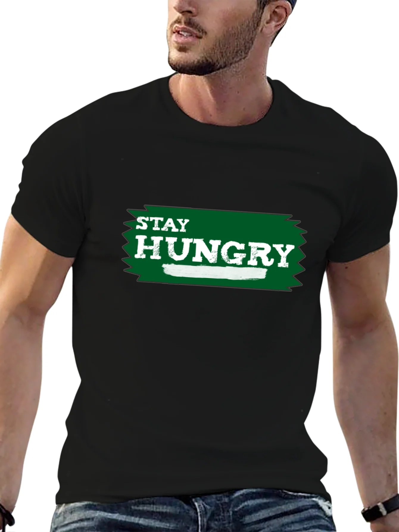 Camiseta Negra Stay Hungry para Hombre