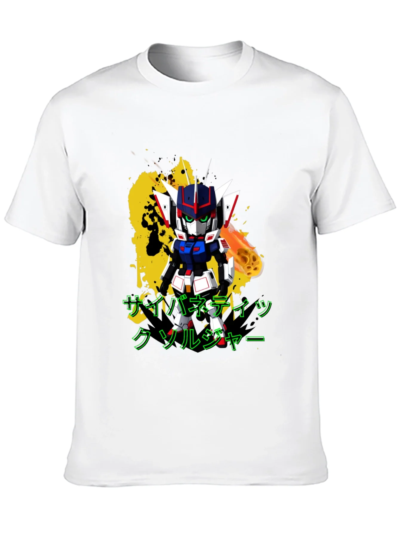 Camiseta Negra con Dise?o de Robot Anime