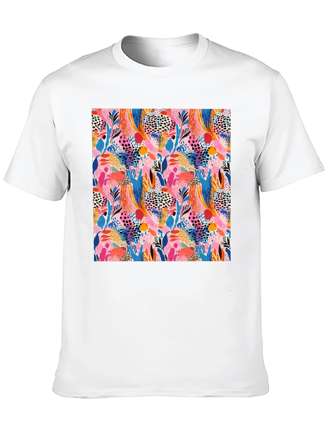 Camiseta Negra Estampado Abstracto Vibrante