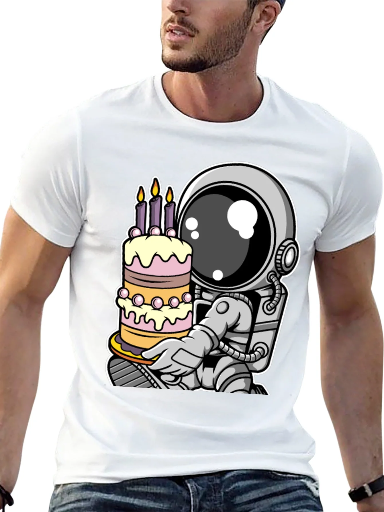 Rebbecca Astronaut Birthday Cake T-Shirt - Space Celebration Tee