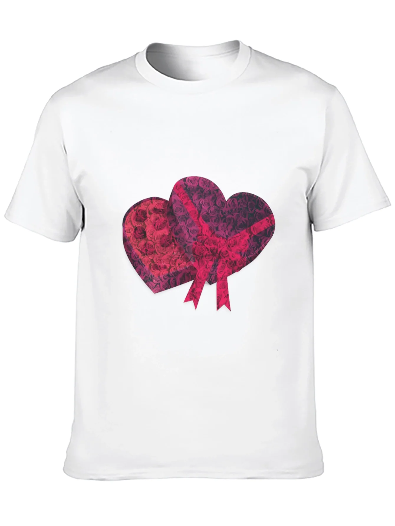 Camiseta Negra Estampado Corazones Rosas
