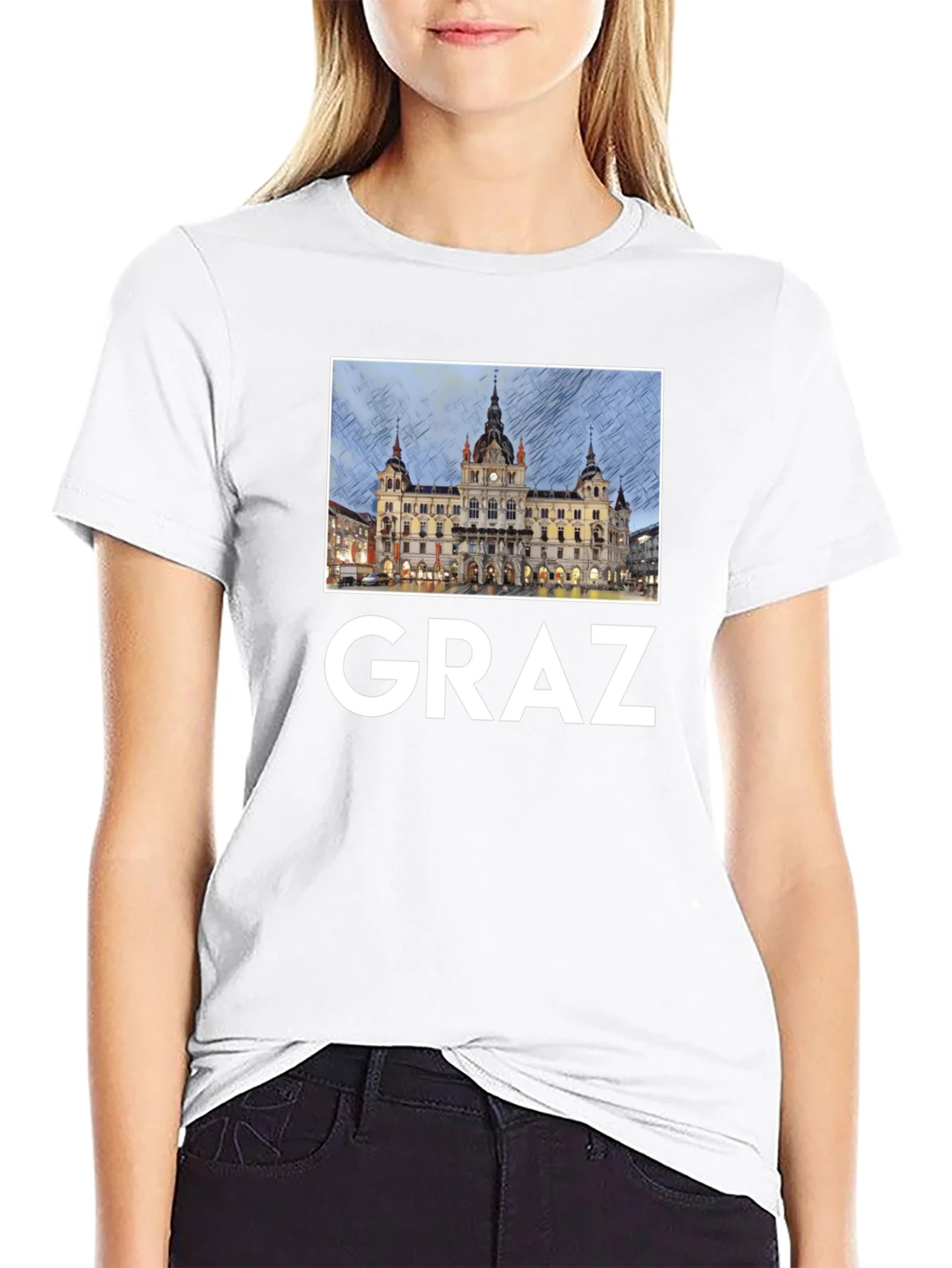 Camiseta Negra Graz Austria Dise?o Urbano Hombre