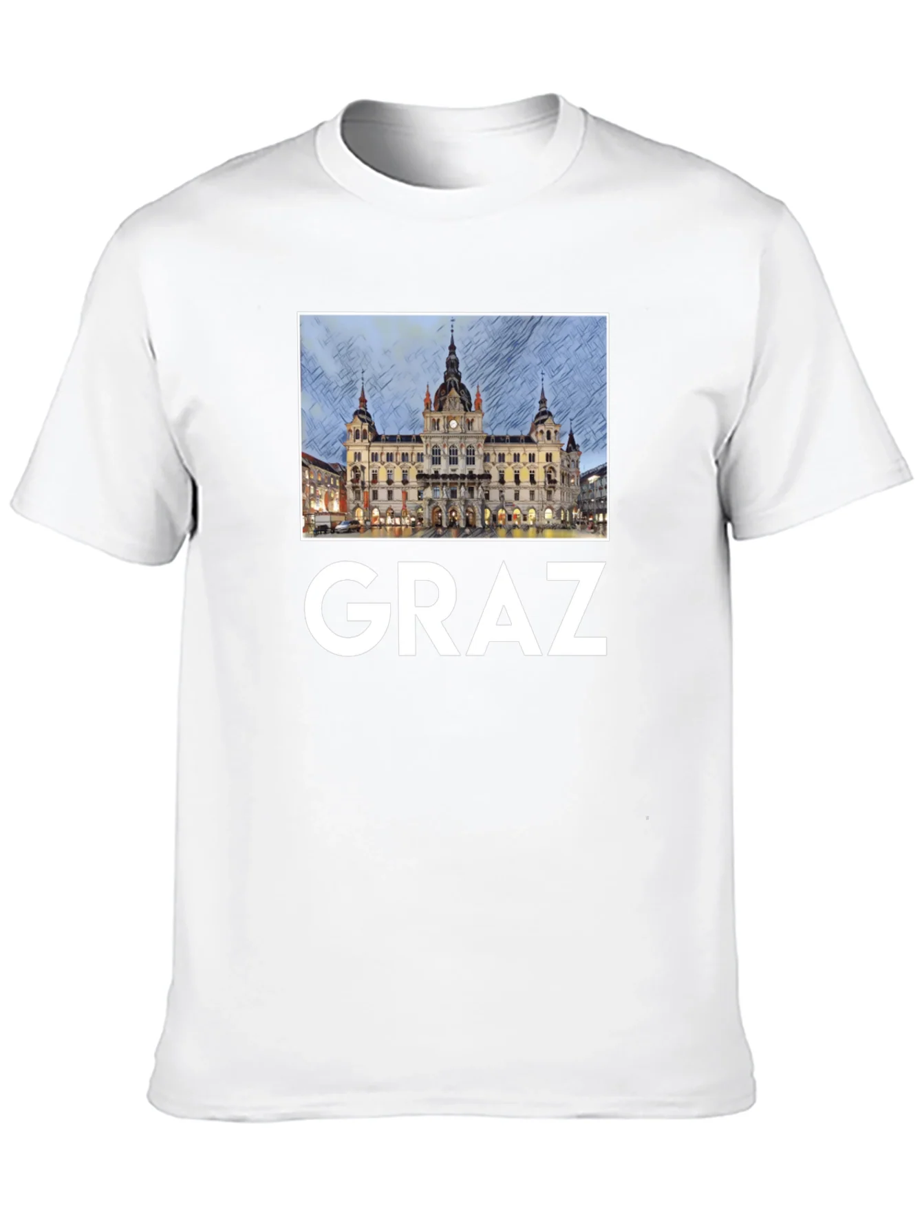 Camiseta Negra Graz Austria Dise?o Urbano Hombre