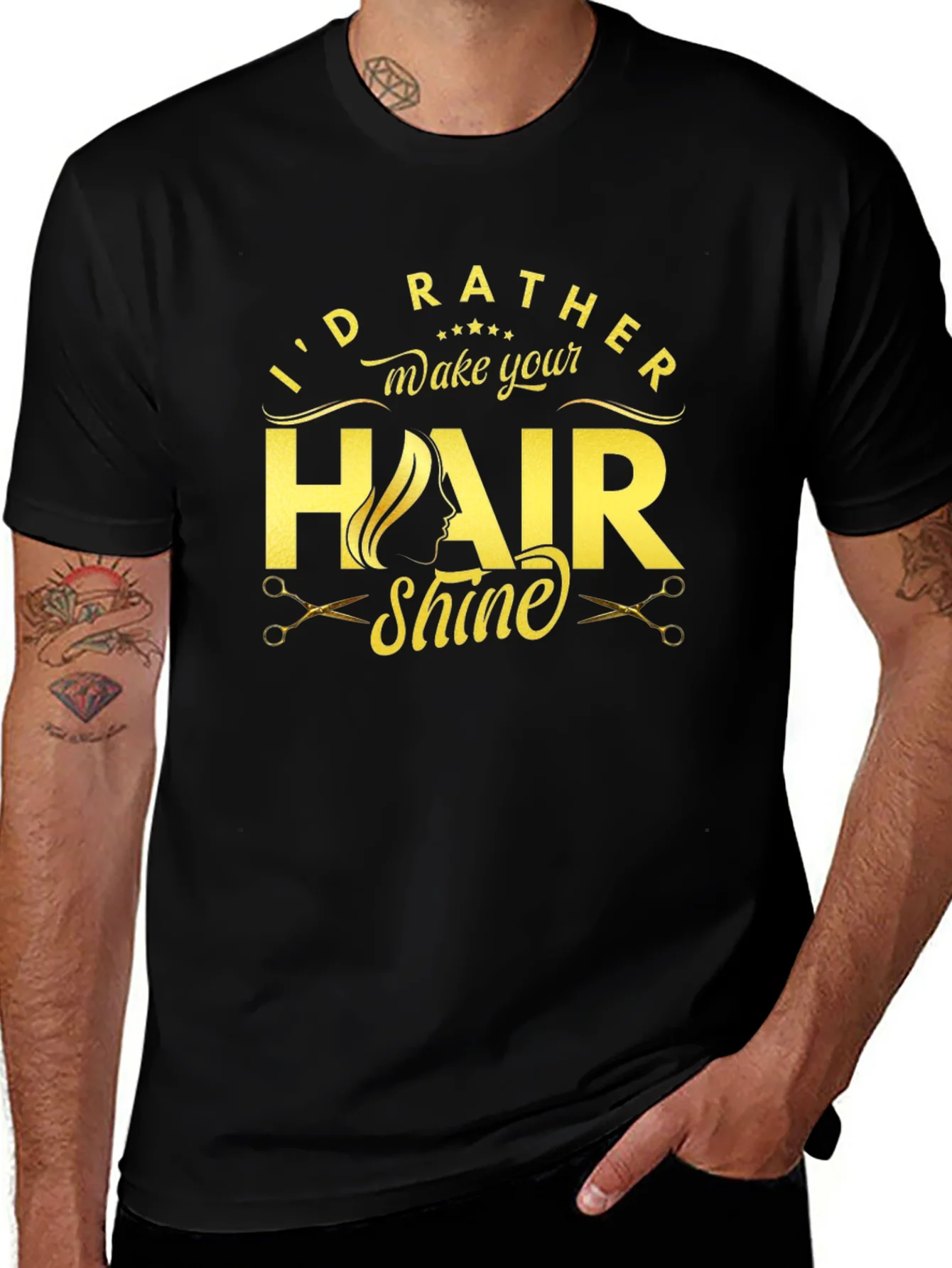 Camiseta Negra Id Rather Make Your Hair Shine