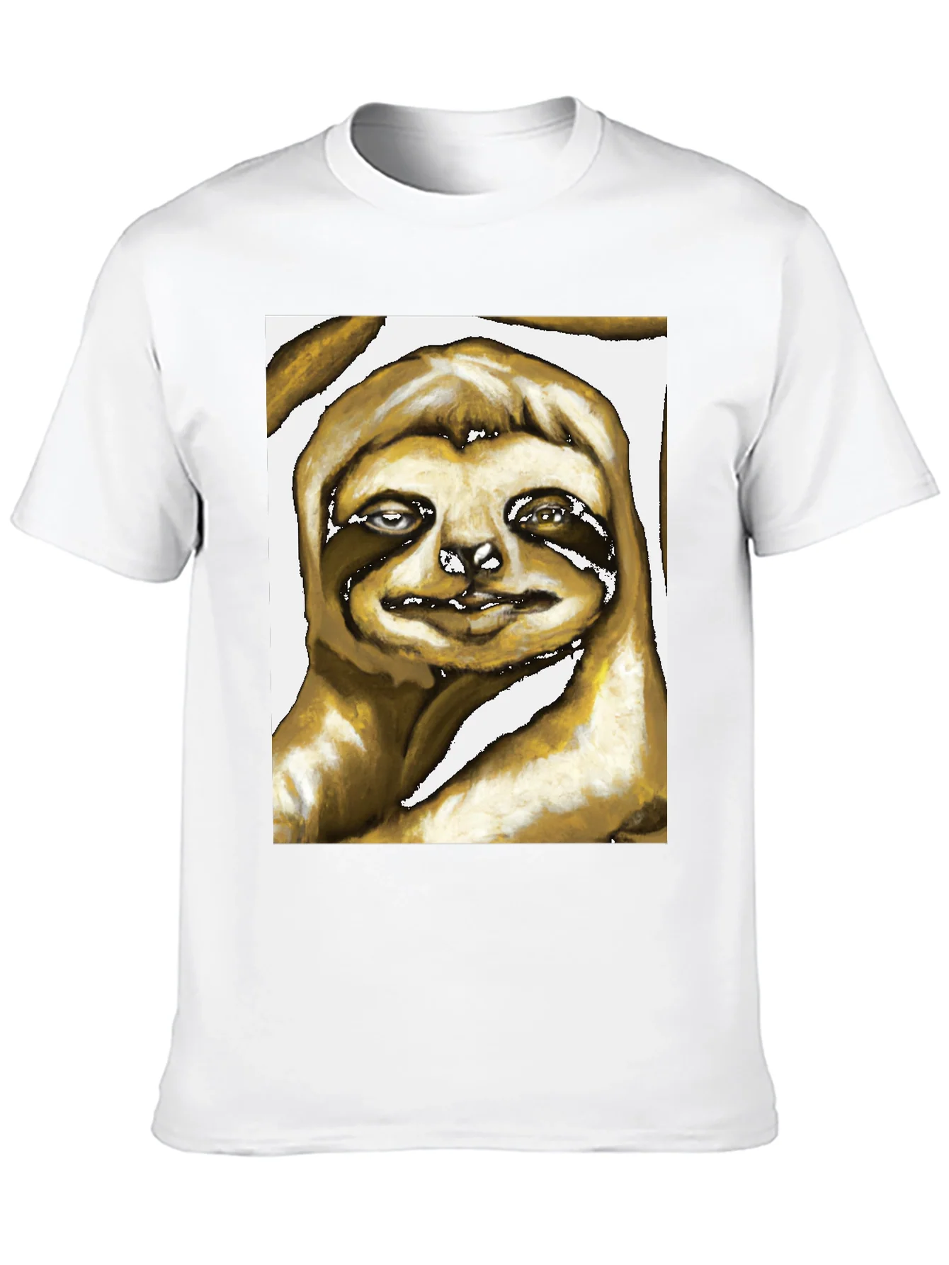 Camiseta Negra con Estampado de Perezoso Art¨ªstico