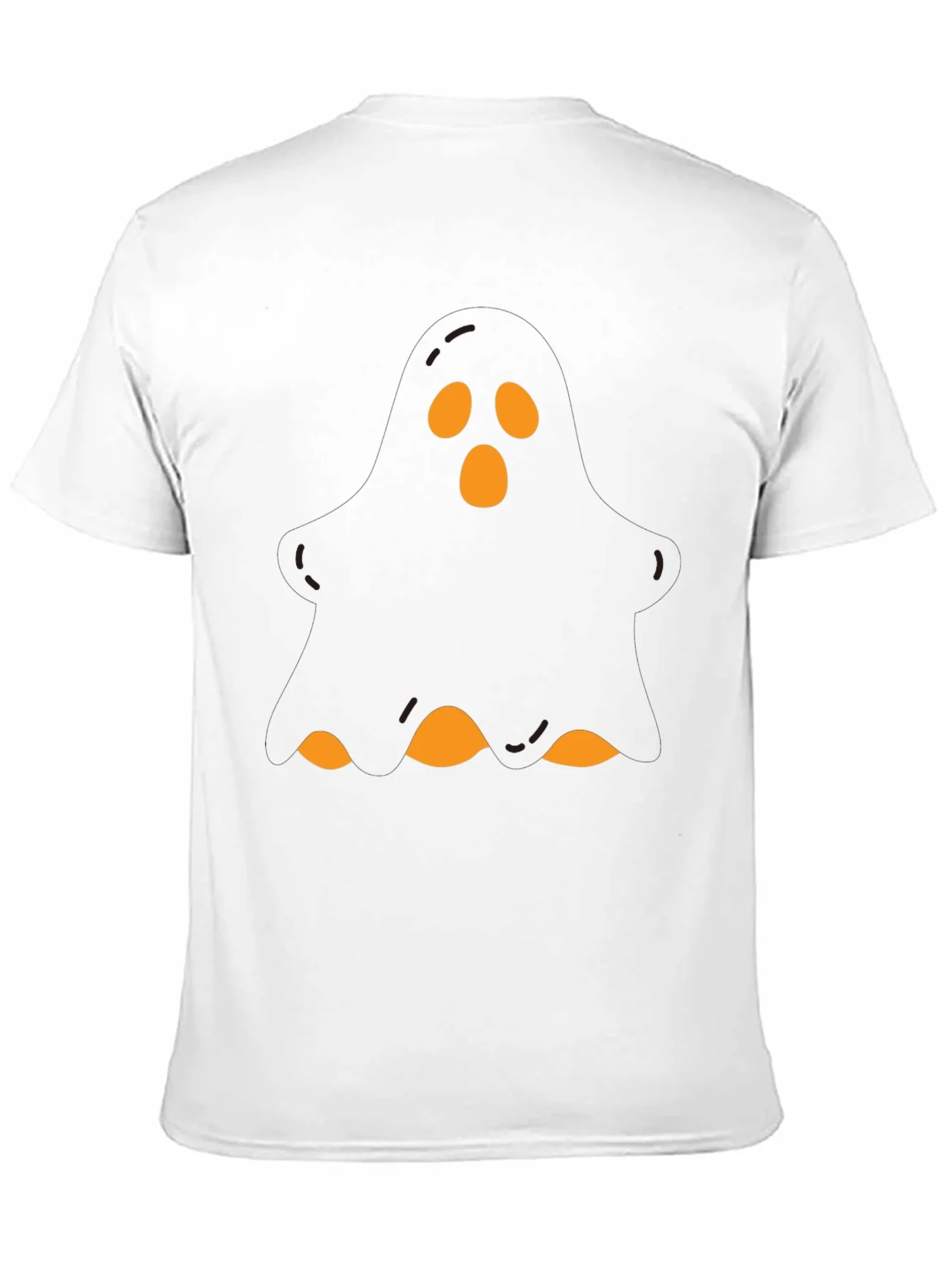 Camiseta Negra Halloween Fantasma Naranja