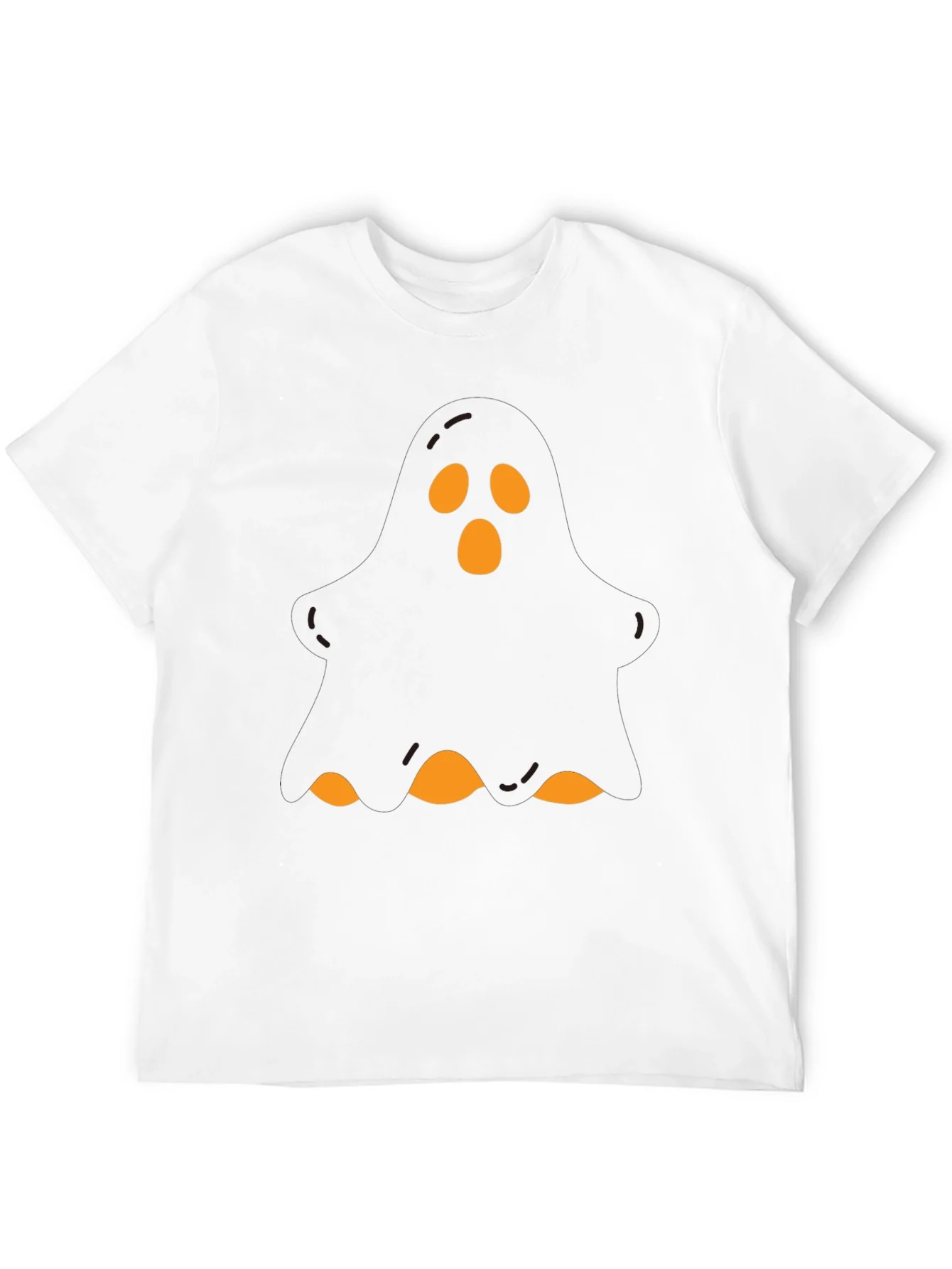 Camiseta Negra Halloween Fantasma Naranja