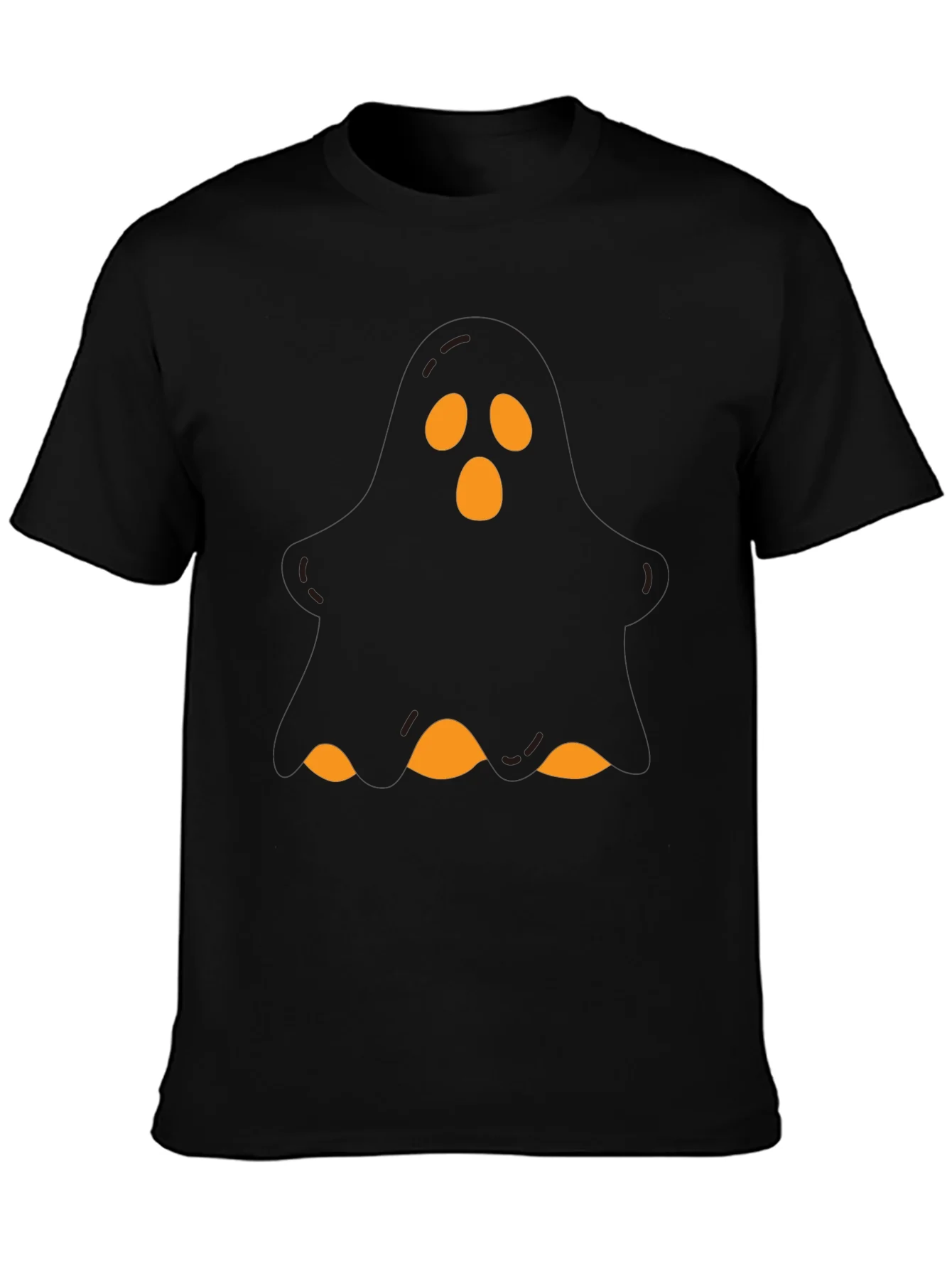 Camiseta Negra Halloween Fantasma Naranja