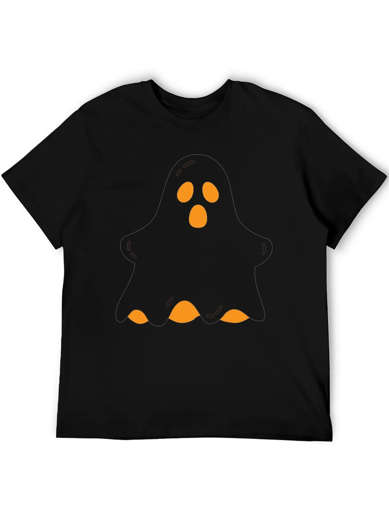 Camiseta Negra Halloween Fantasma Naranja