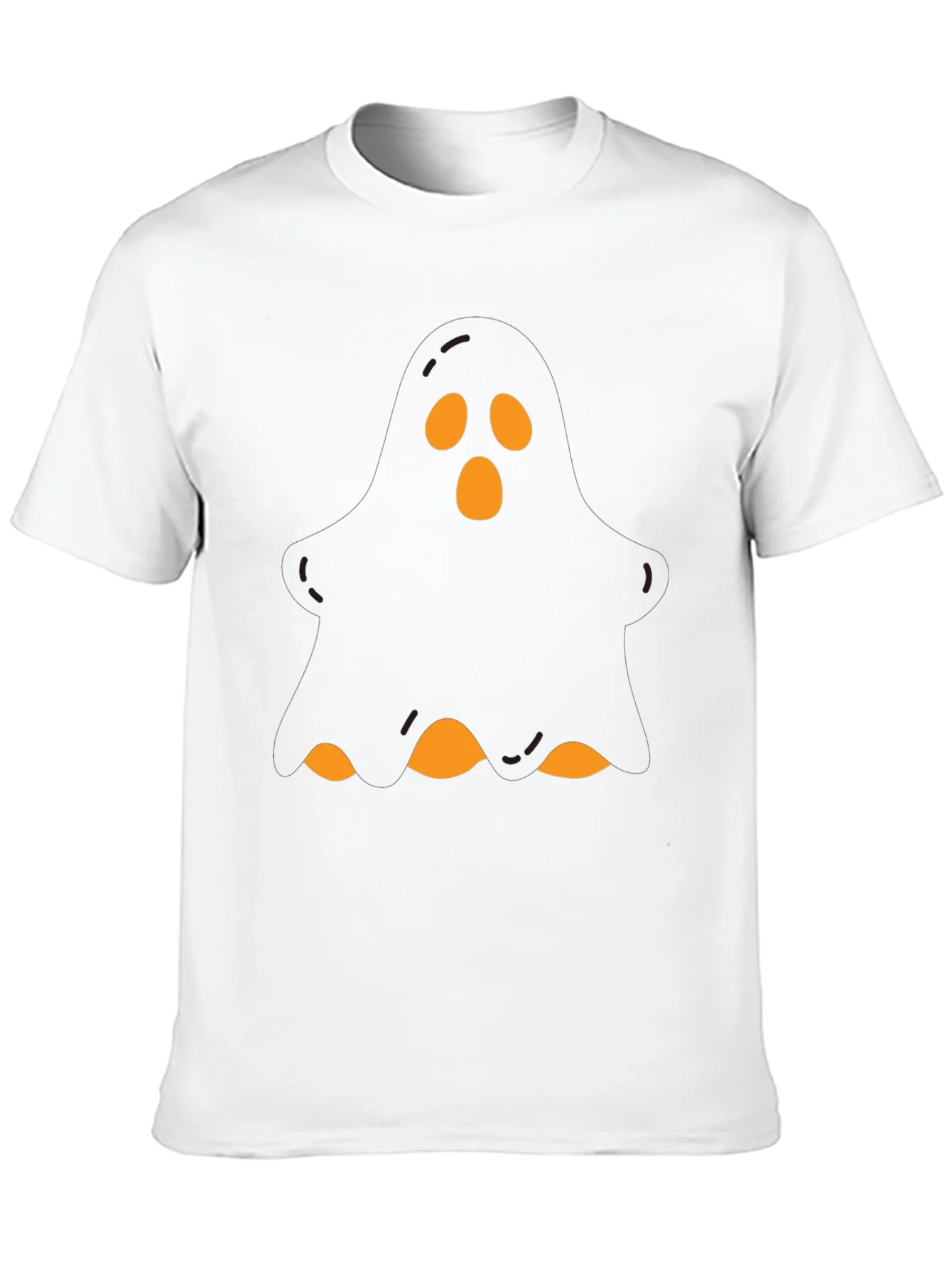 Camiseta Negra Halloween Fantasma Naranja