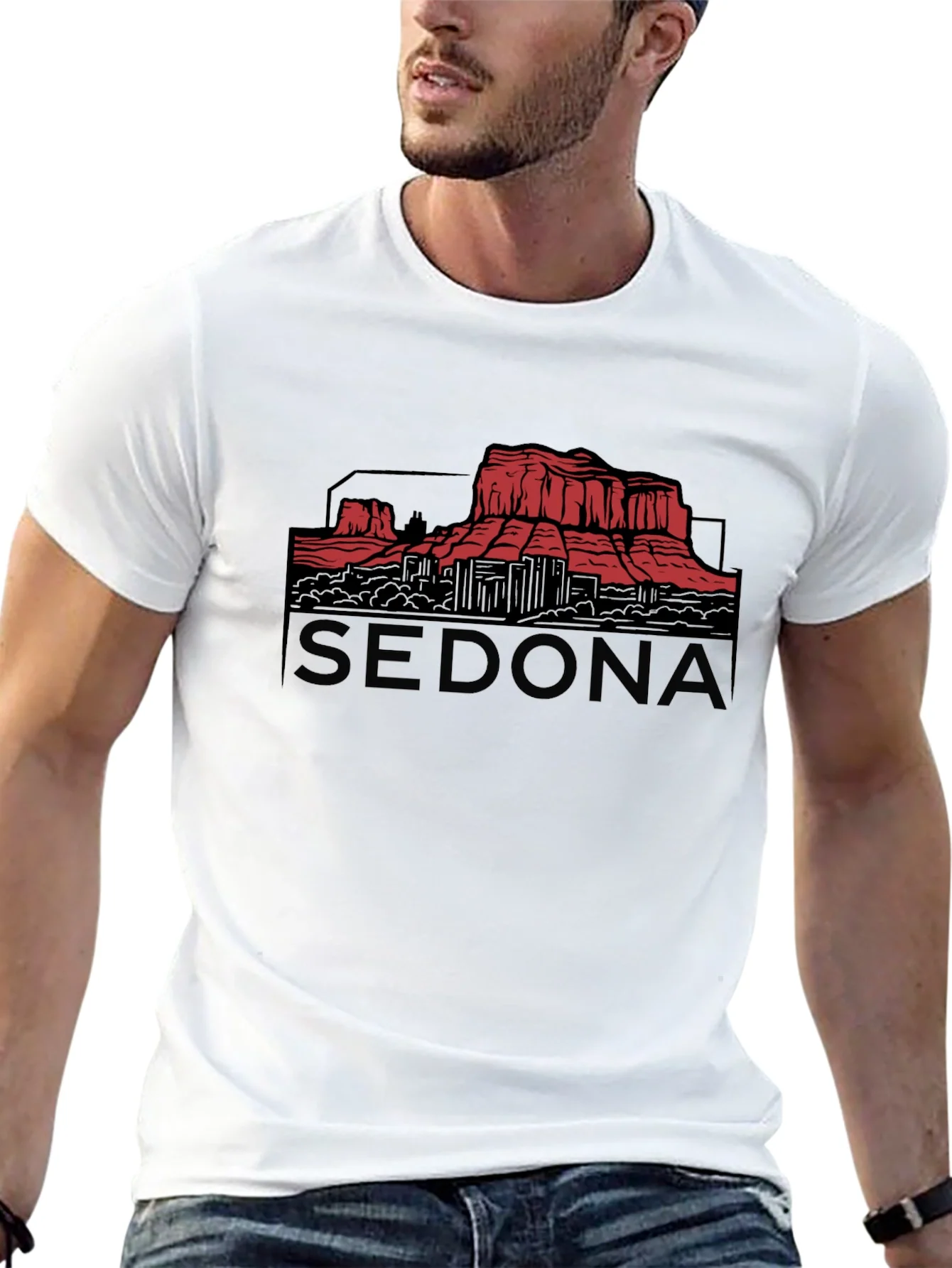 Camiseta Negra Sedona Gr¨¢fica Monta?a Arizona Hombre