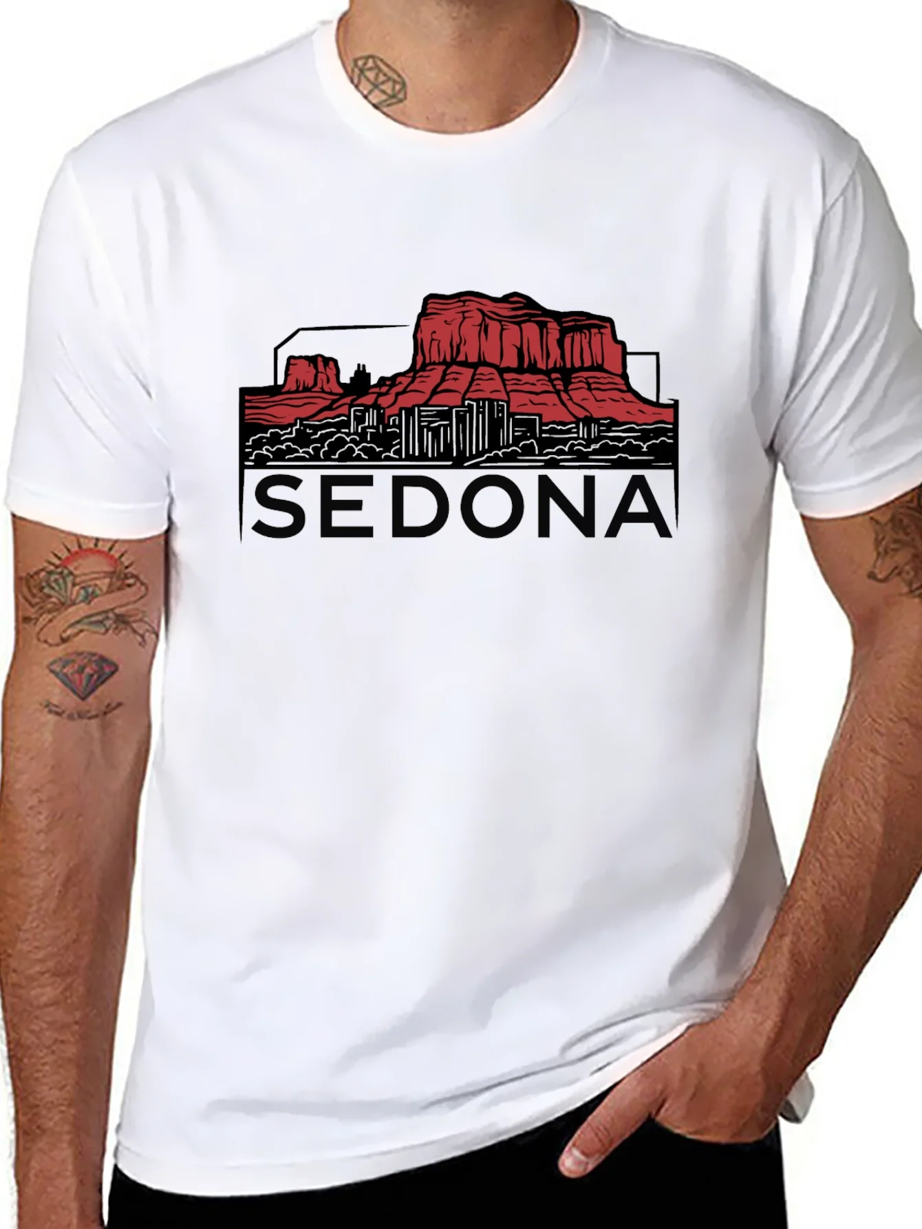 Camiseta Negra Sedona Gr¨¢fica Monta?a Arizona Hombre