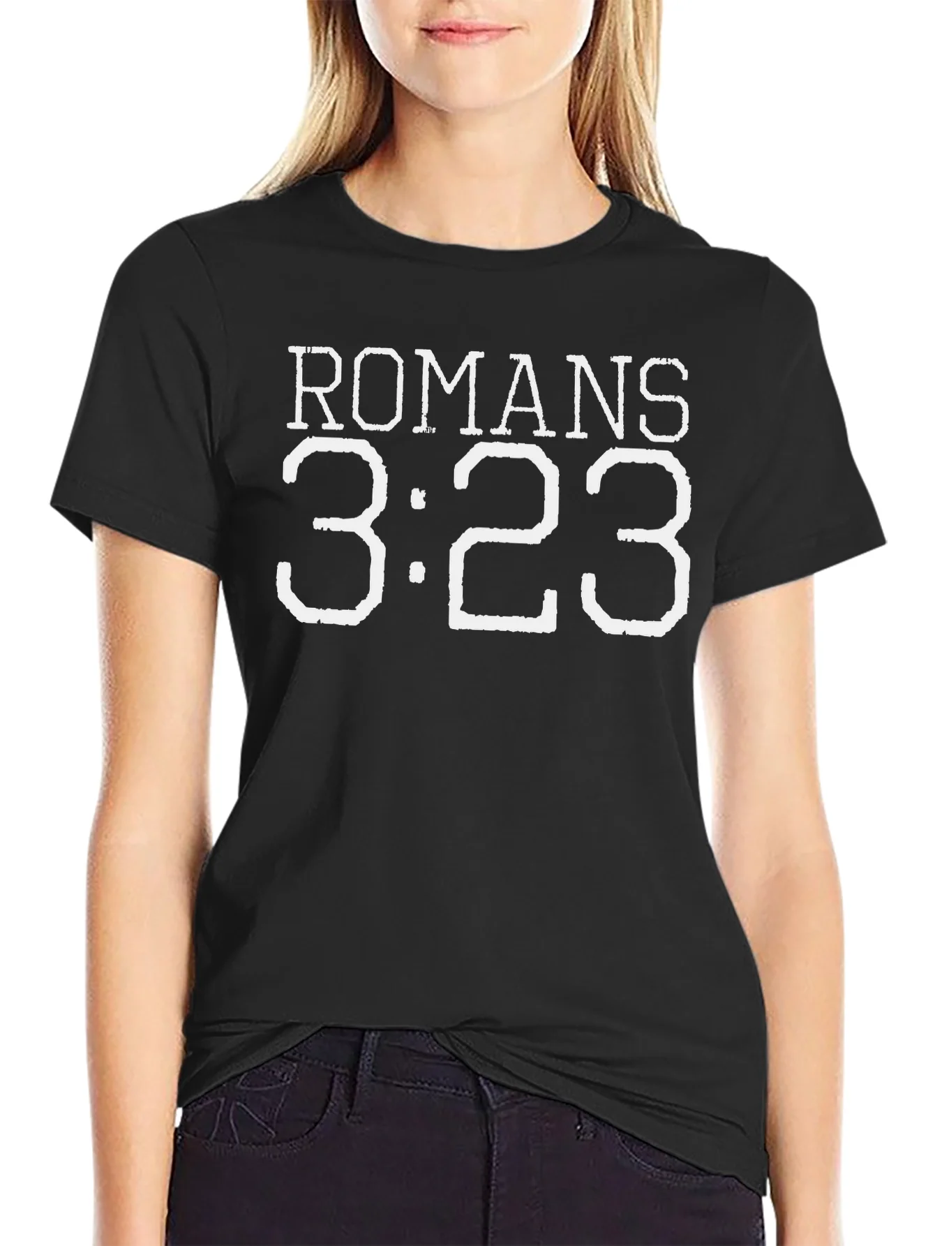 Camiseta Negra con Texto Romanos 3:23