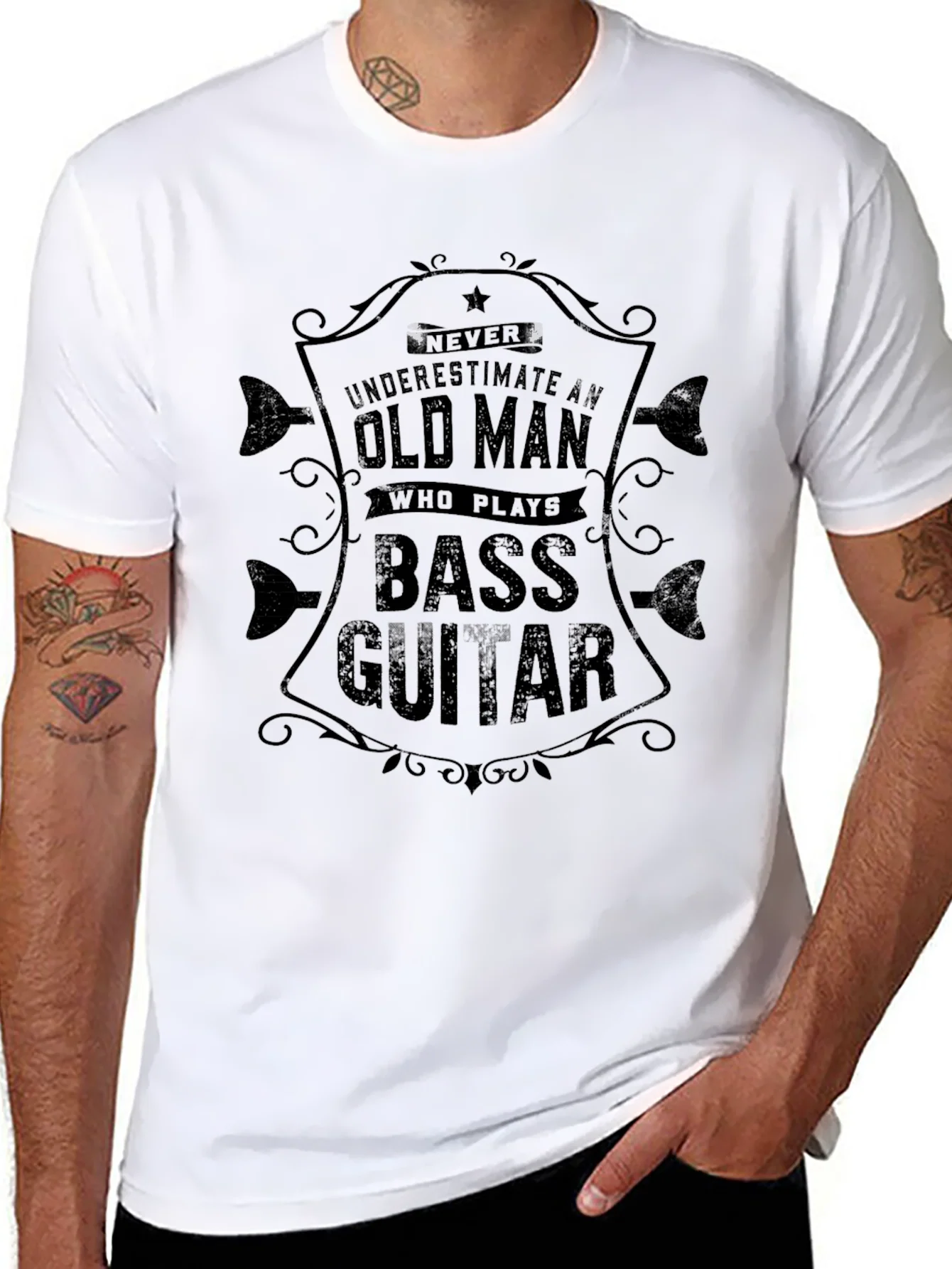Rebbecca Old Man Bass Guitar Graphic T-Shirt