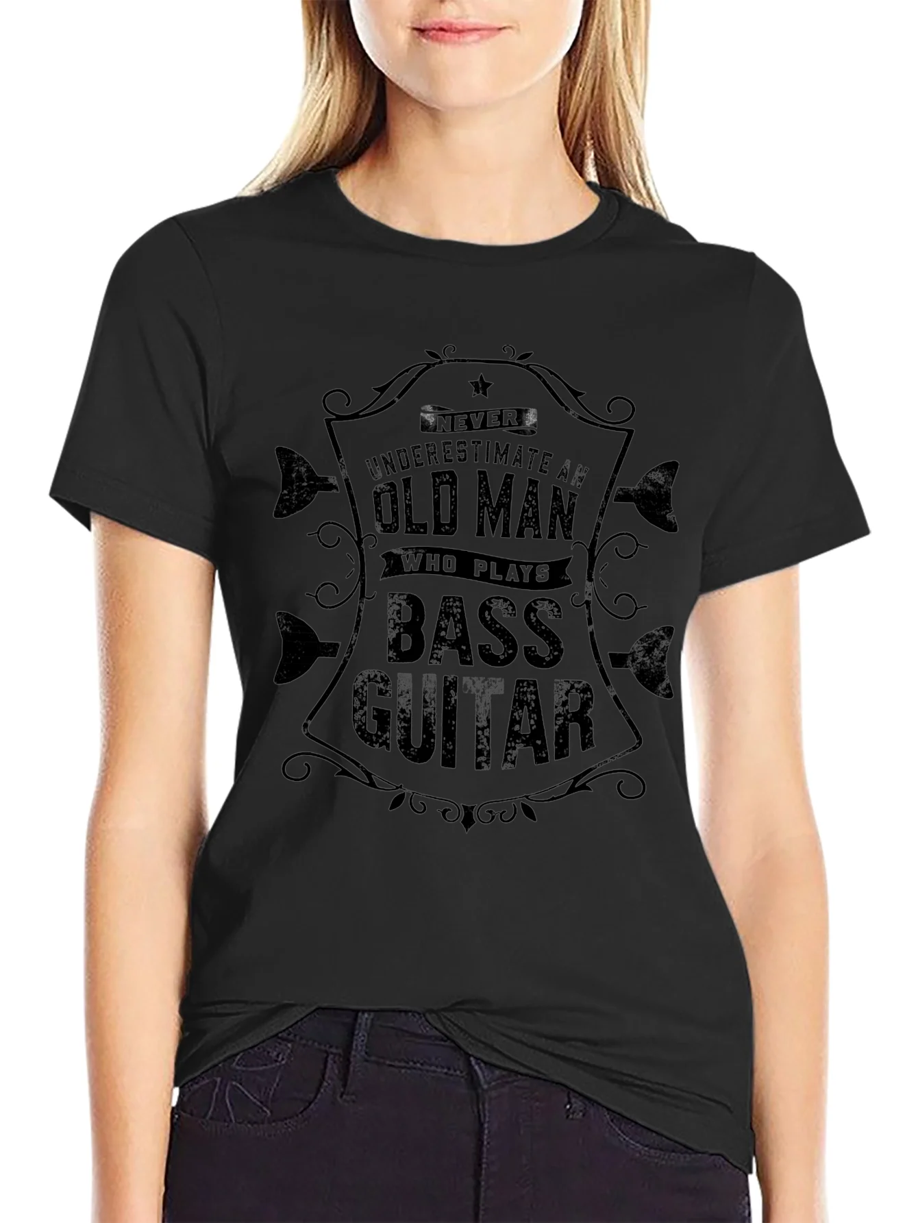 Rebbecca Old Man Bass Guitar Graphic T-Shirt