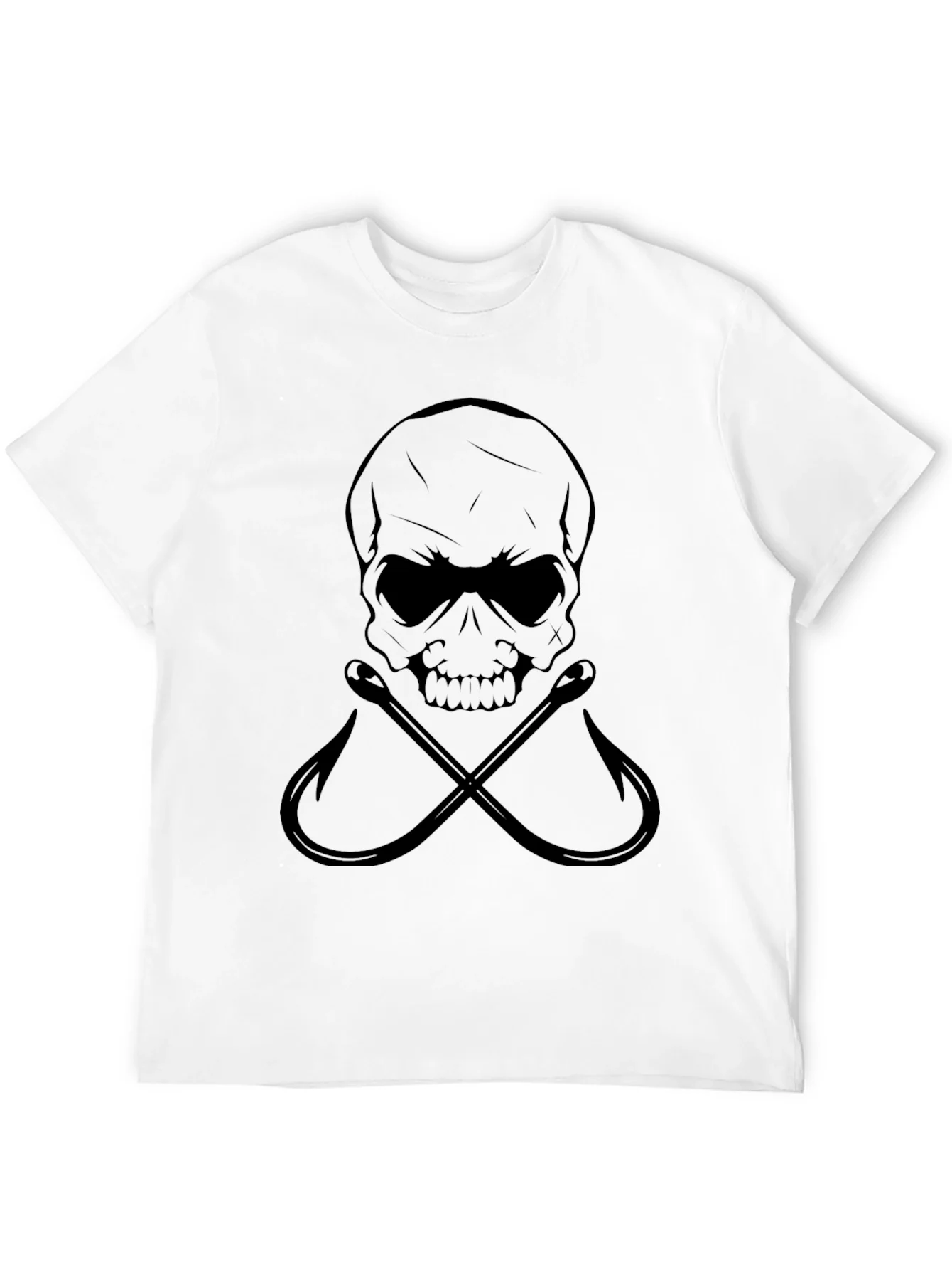 Camiseta Negra con Calavera y Anzuelos Cruzados