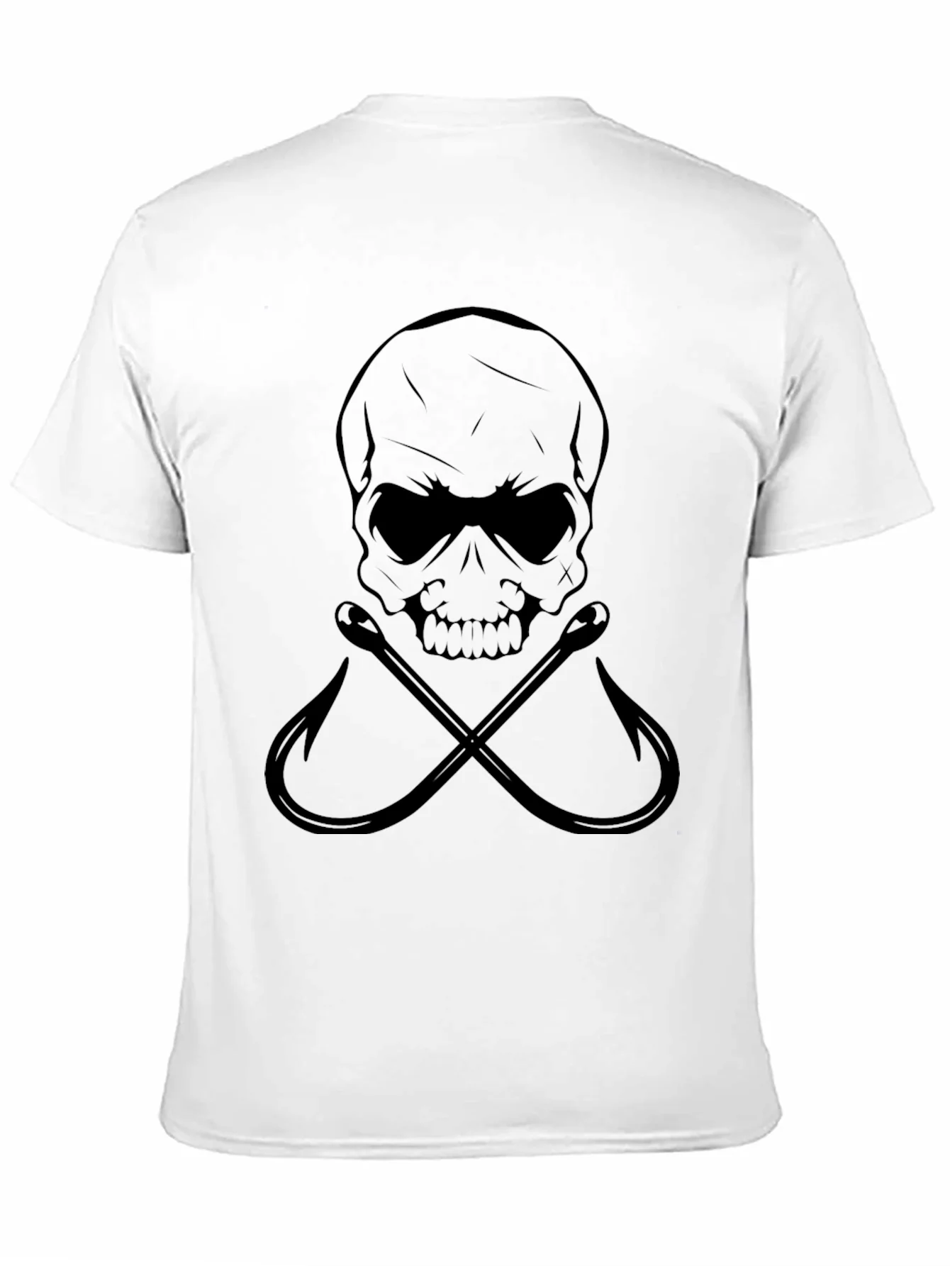 Camiseta Negra con Calavera y Anzuelos Cruzados