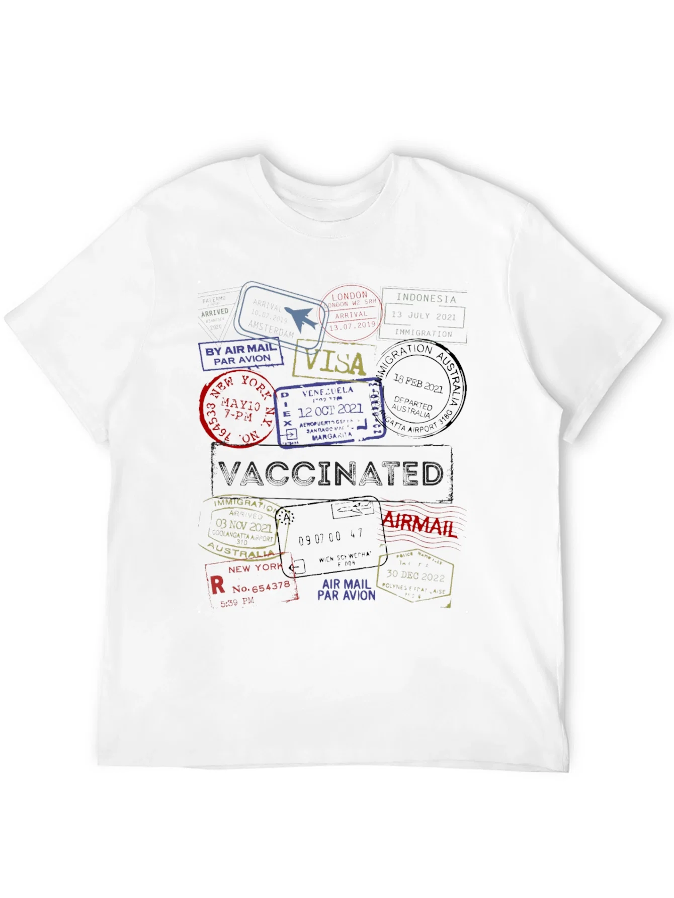 Rebbecca Passport Stamp Travel T-Shirt - Vaccinated
