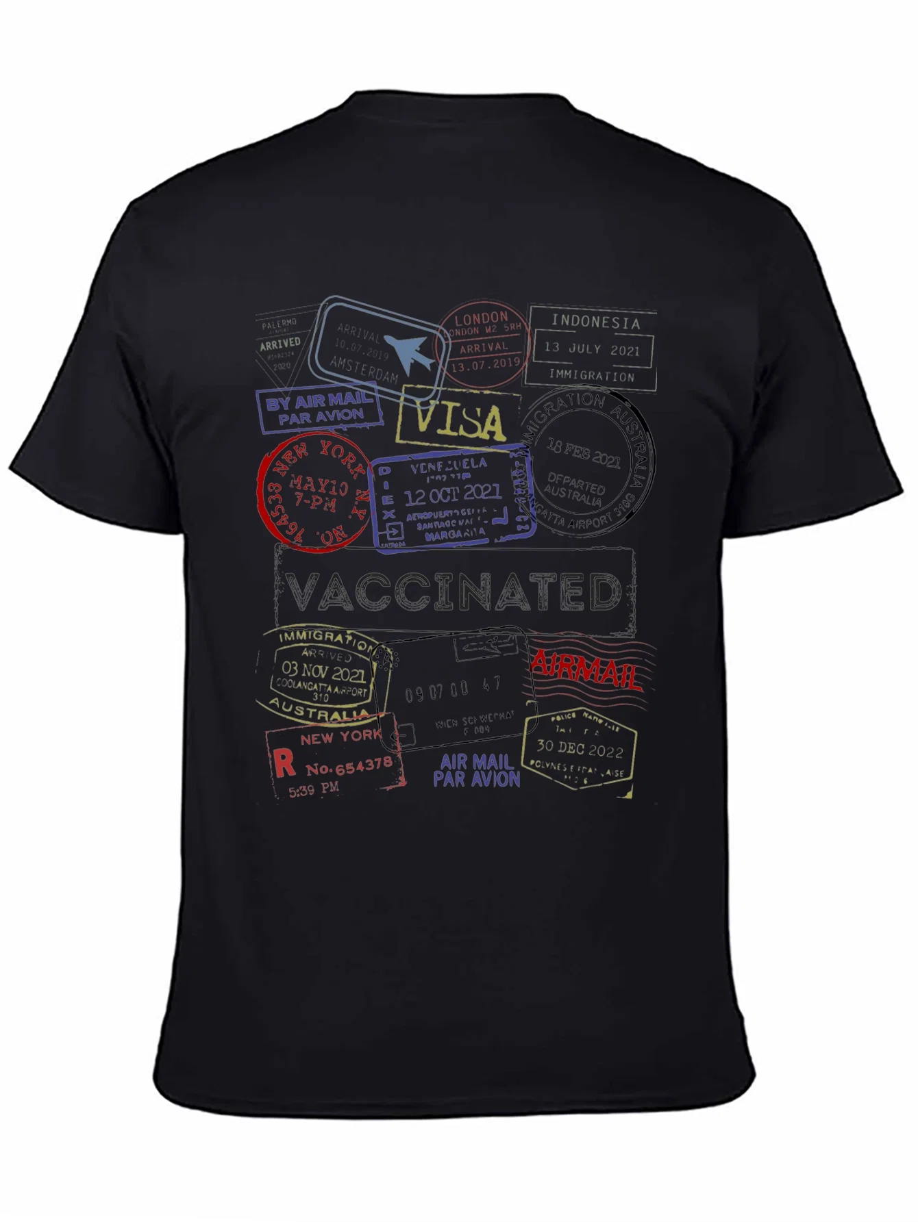 Rebbecca Passport Stamp Travel T-Shirt - Vaccinated